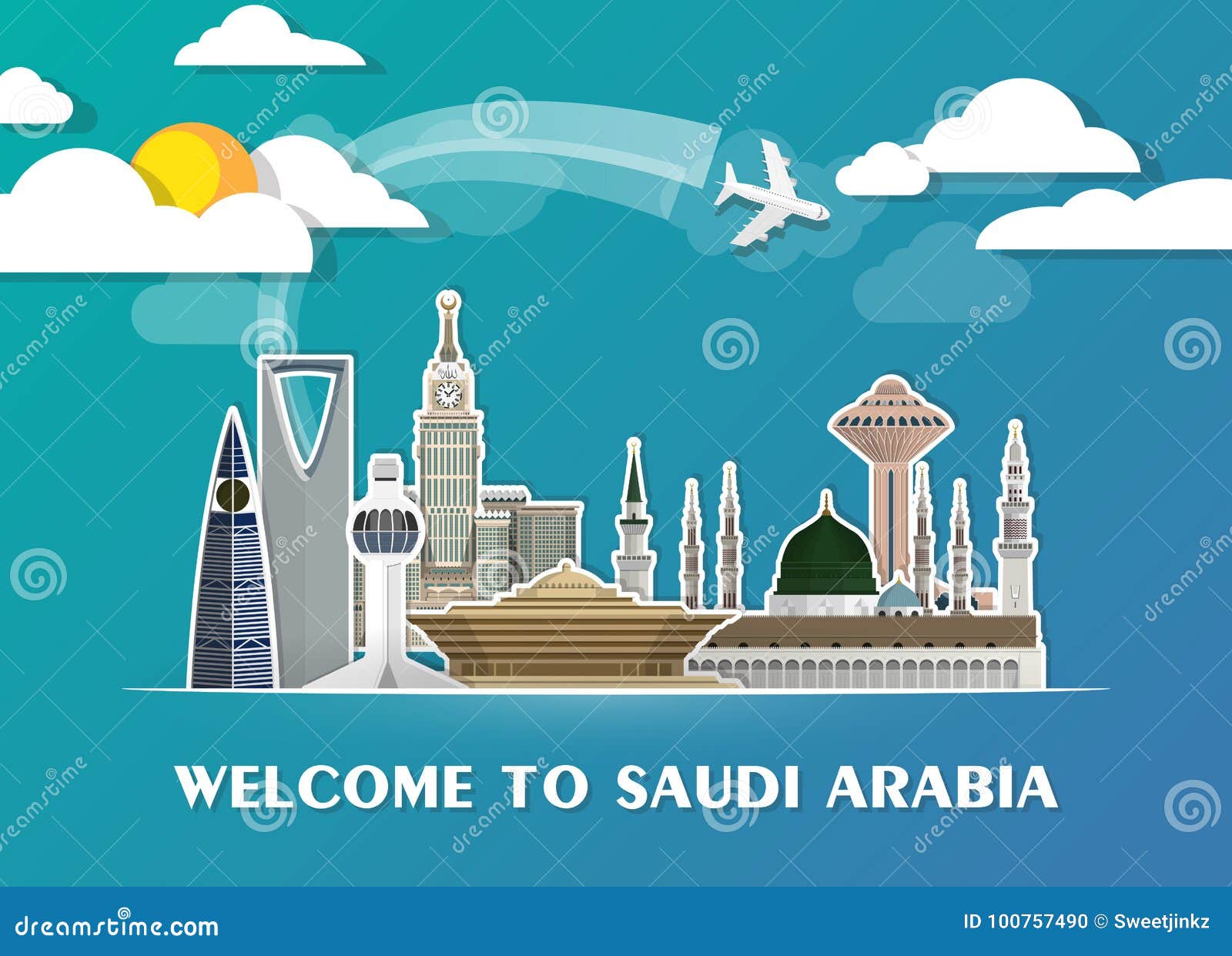 Saudi Arabia Landmark Global Travel and Journey Paper Background Stock  Vector - Illustration of airline, presentation: 100757490