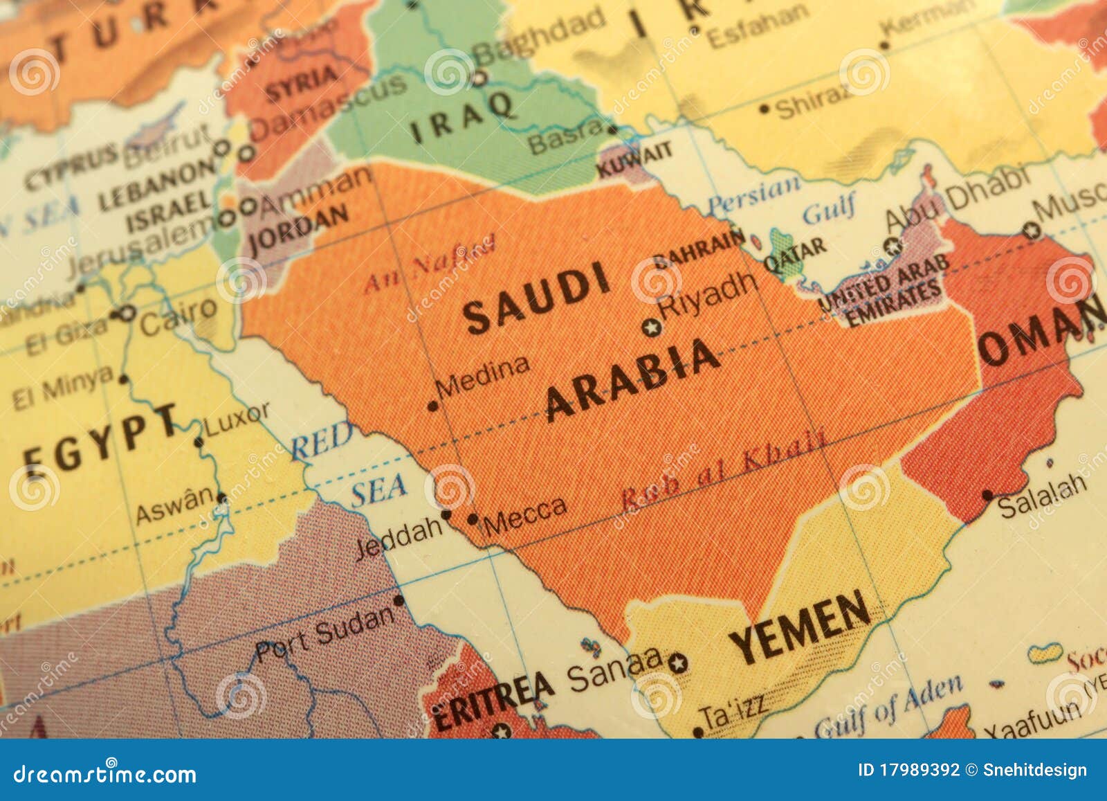 saudi arabia map on globe