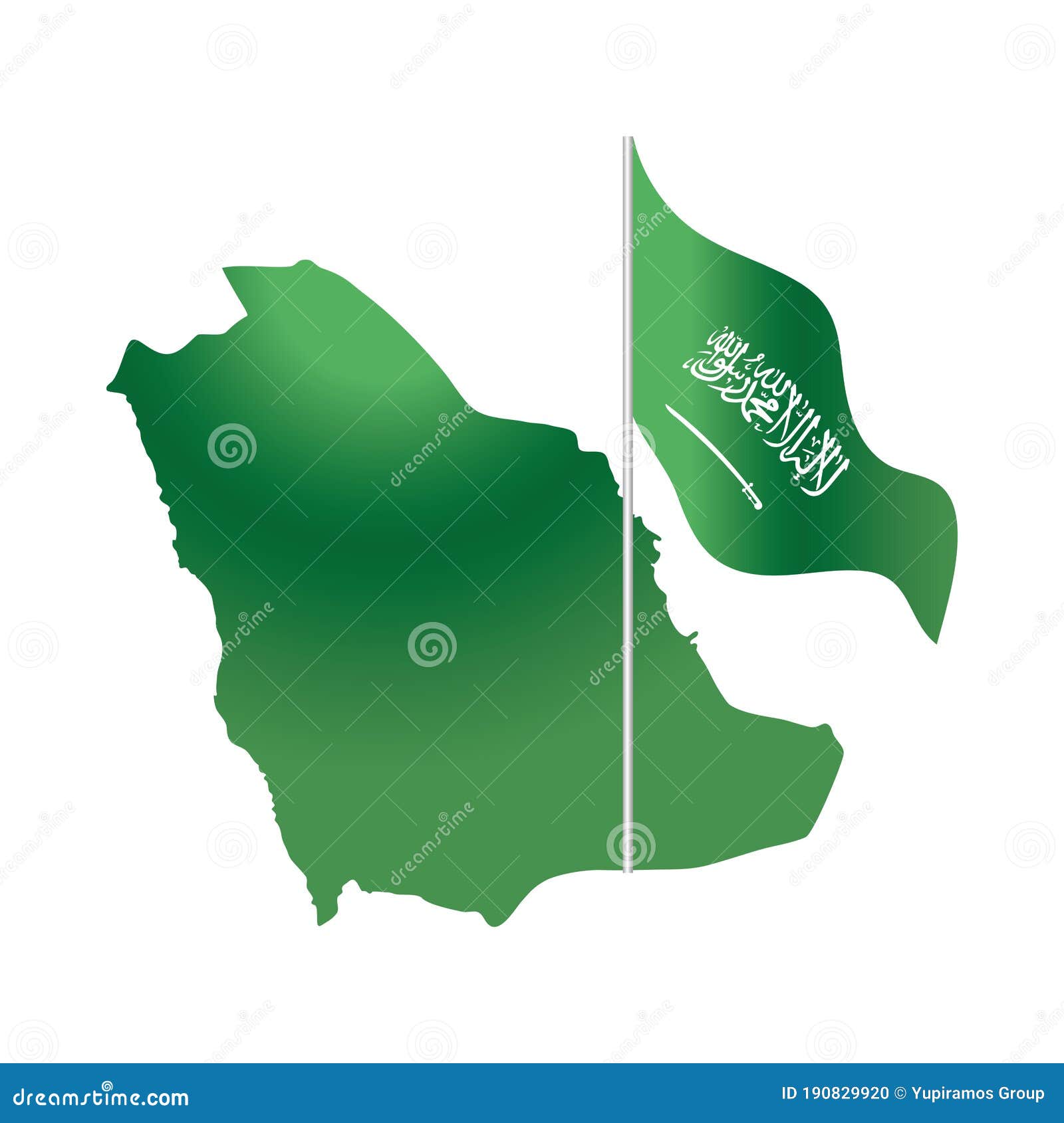 Saudi Arabia National Day, Green Map With Flag Kingdom ...