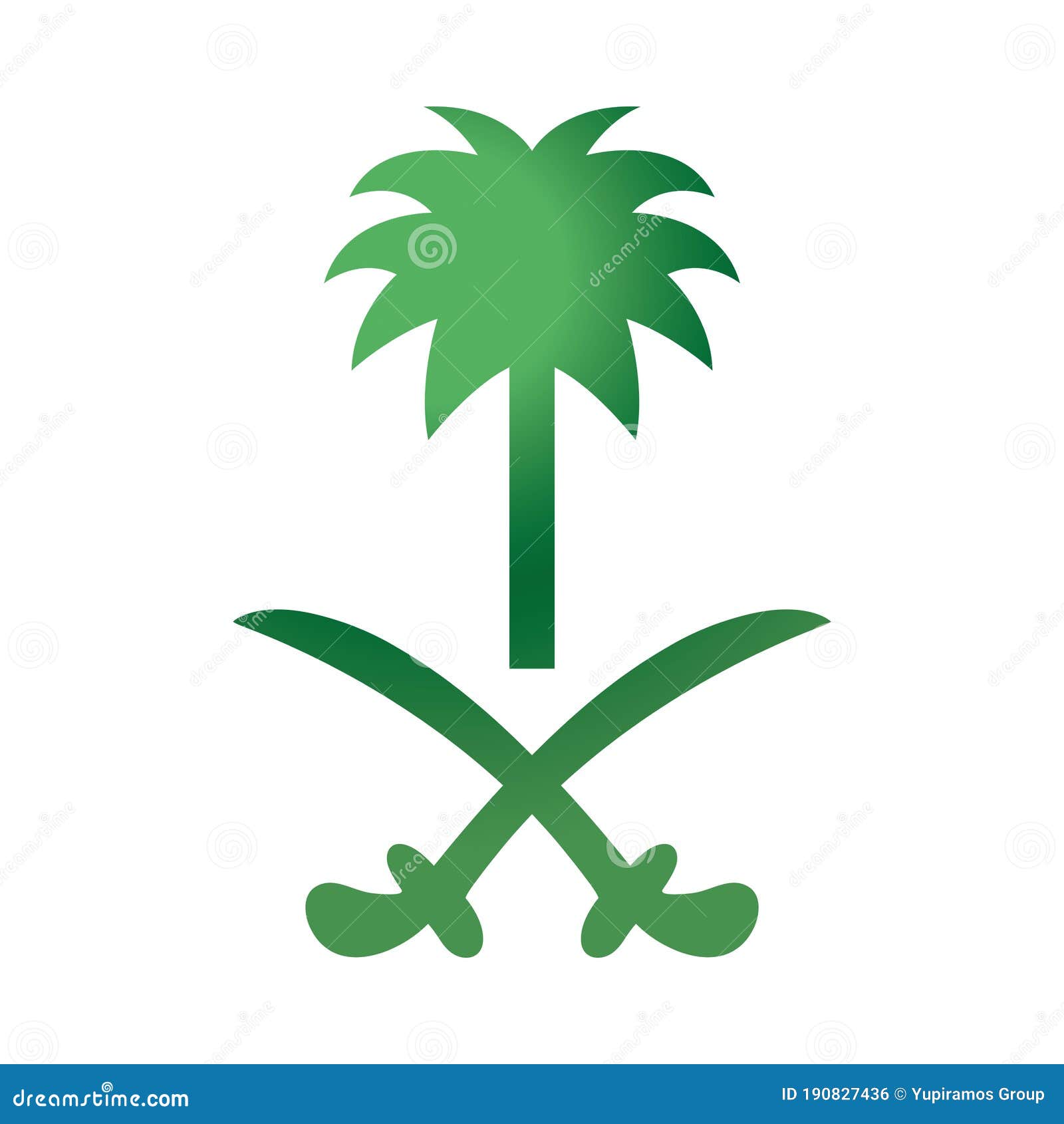 Saudi Arabia National Day, Green Palm Tree and Swords National Symbol ...