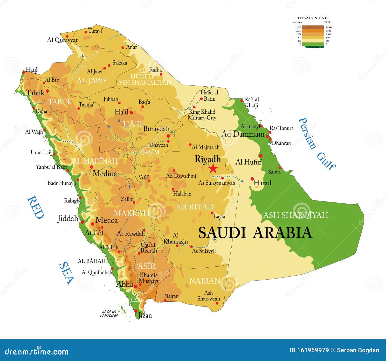 saudi arabia physical map