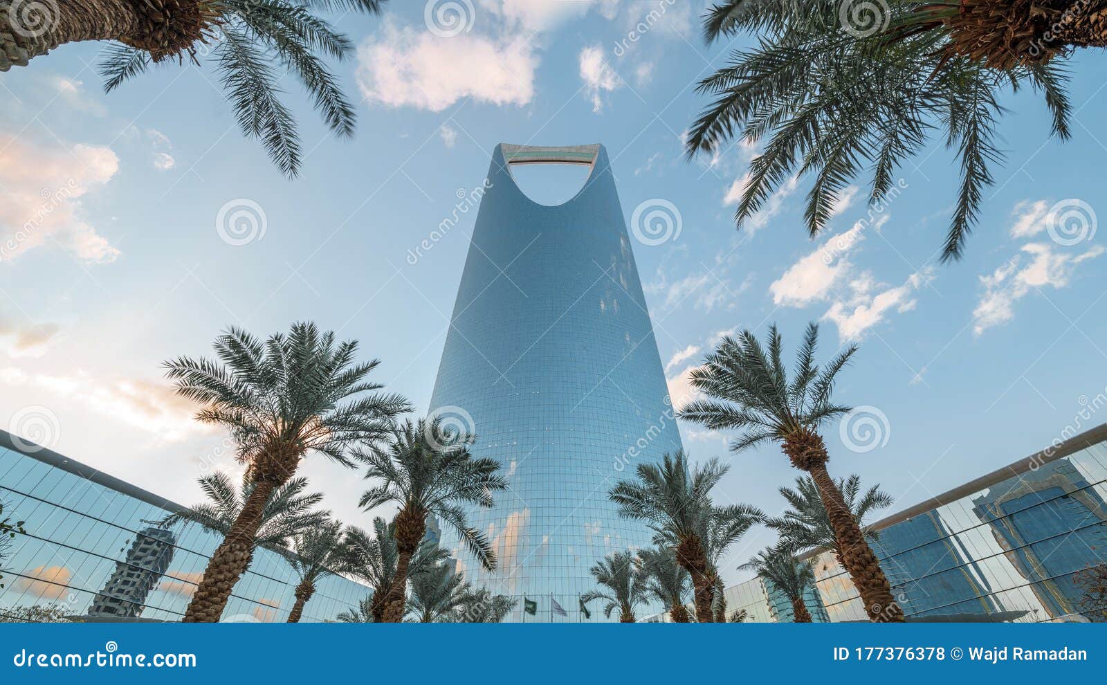 saudi arabia, riyadh / ksa - april 20 2019: riyadh sunset, kingdom tower day to night - saudi arabia tower landmark - burj