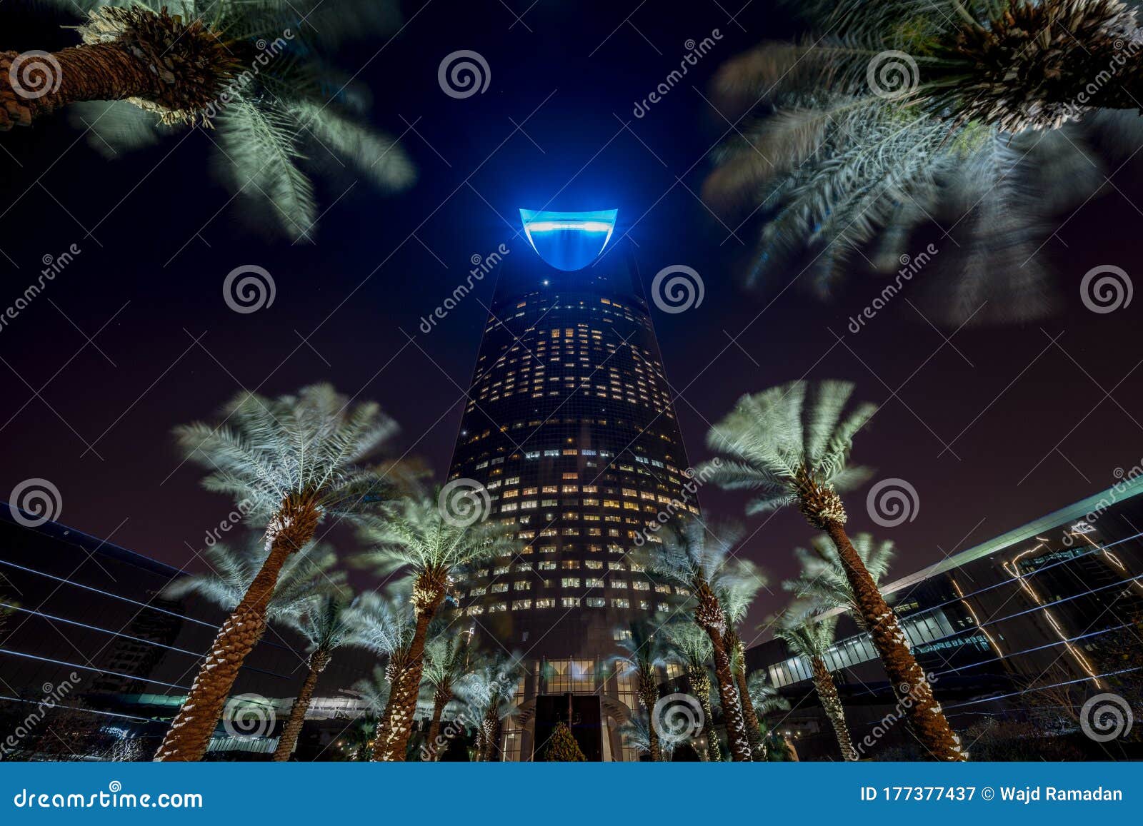 saudi arabia, riyadh / ksa - april 20 2019: riyadh sunset, kingdom tower day to night - saudi arabia tower landmark - burj