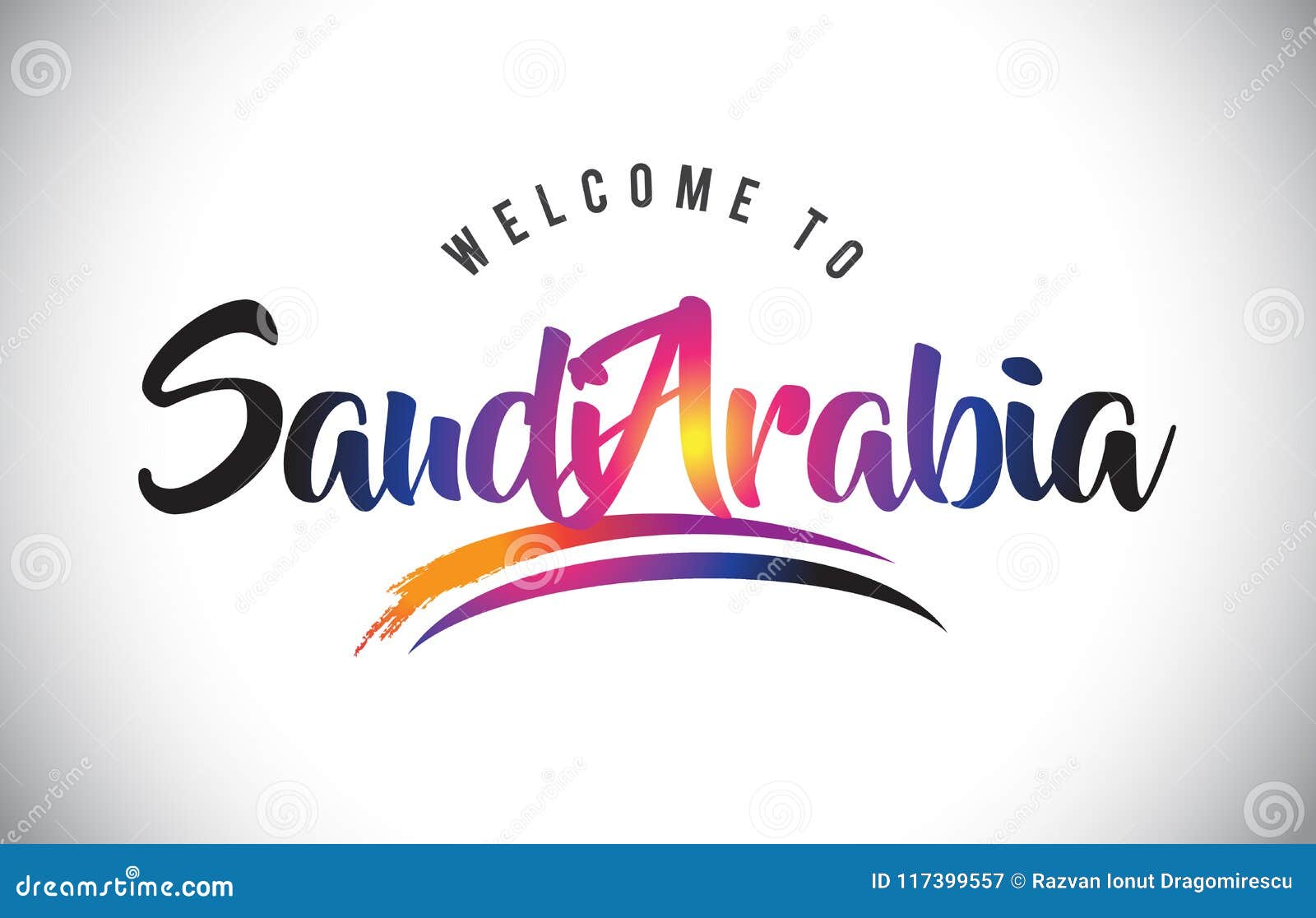 saudiarabia welcome to message in purple vibrant modern colors.