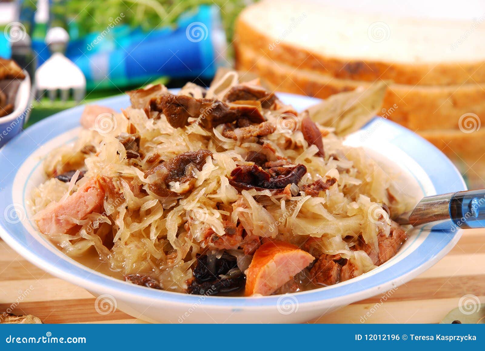 Sauerkraut with Mushrooms,plums and Sausage Stock Photo Image of