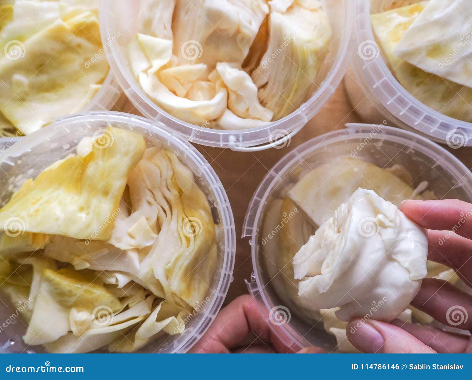 Sauerkraut. the Process of Making. Stock Photo Image of diet, plate