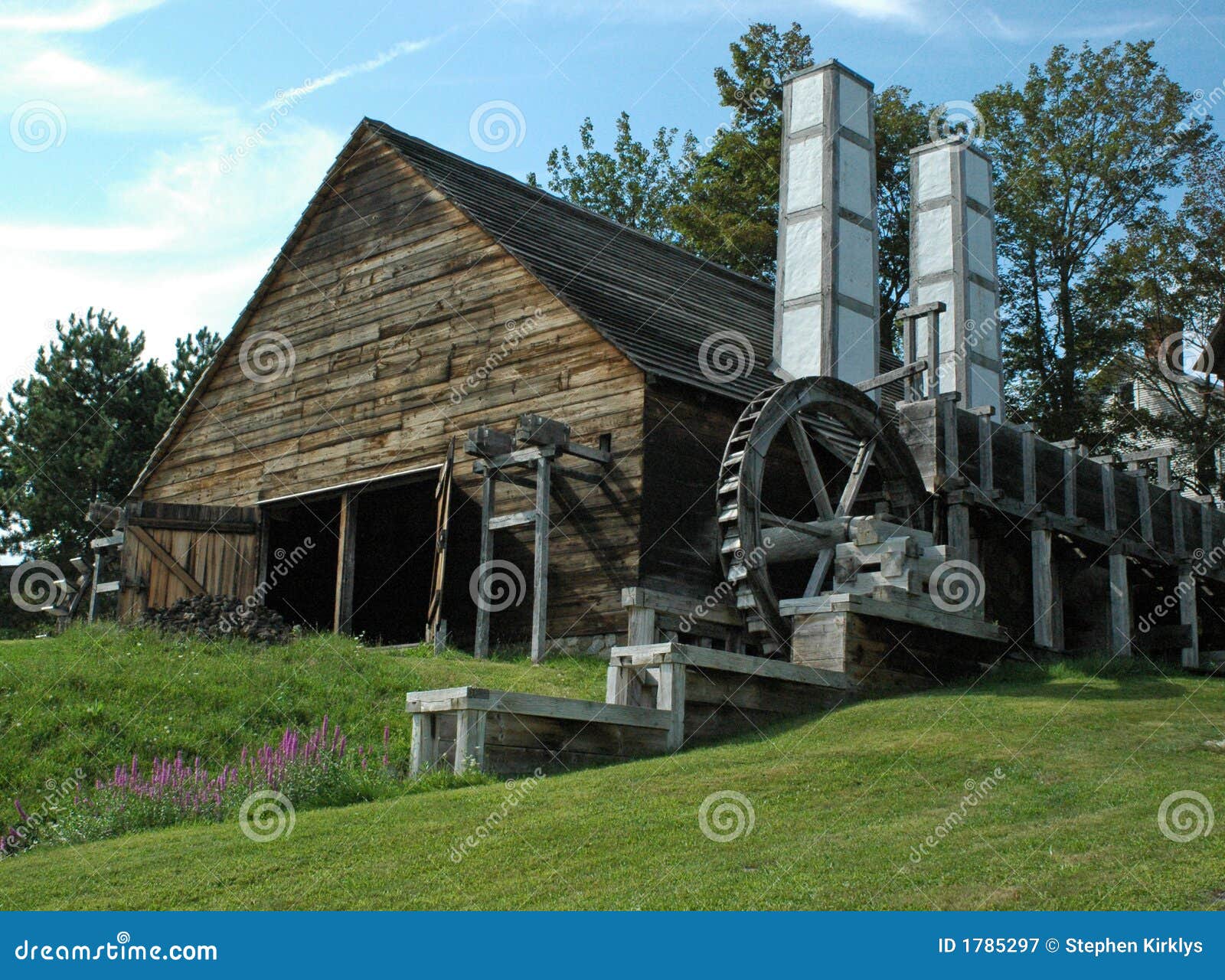 Saugus Ironworks Two Chimneys Stock Image Image of chimneys, wheel