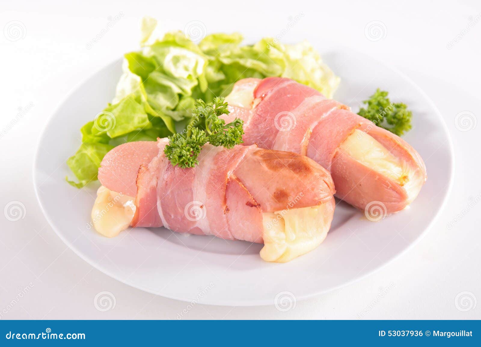 Sausage, bacon and cheese stock photo. Image of sausage 53037936