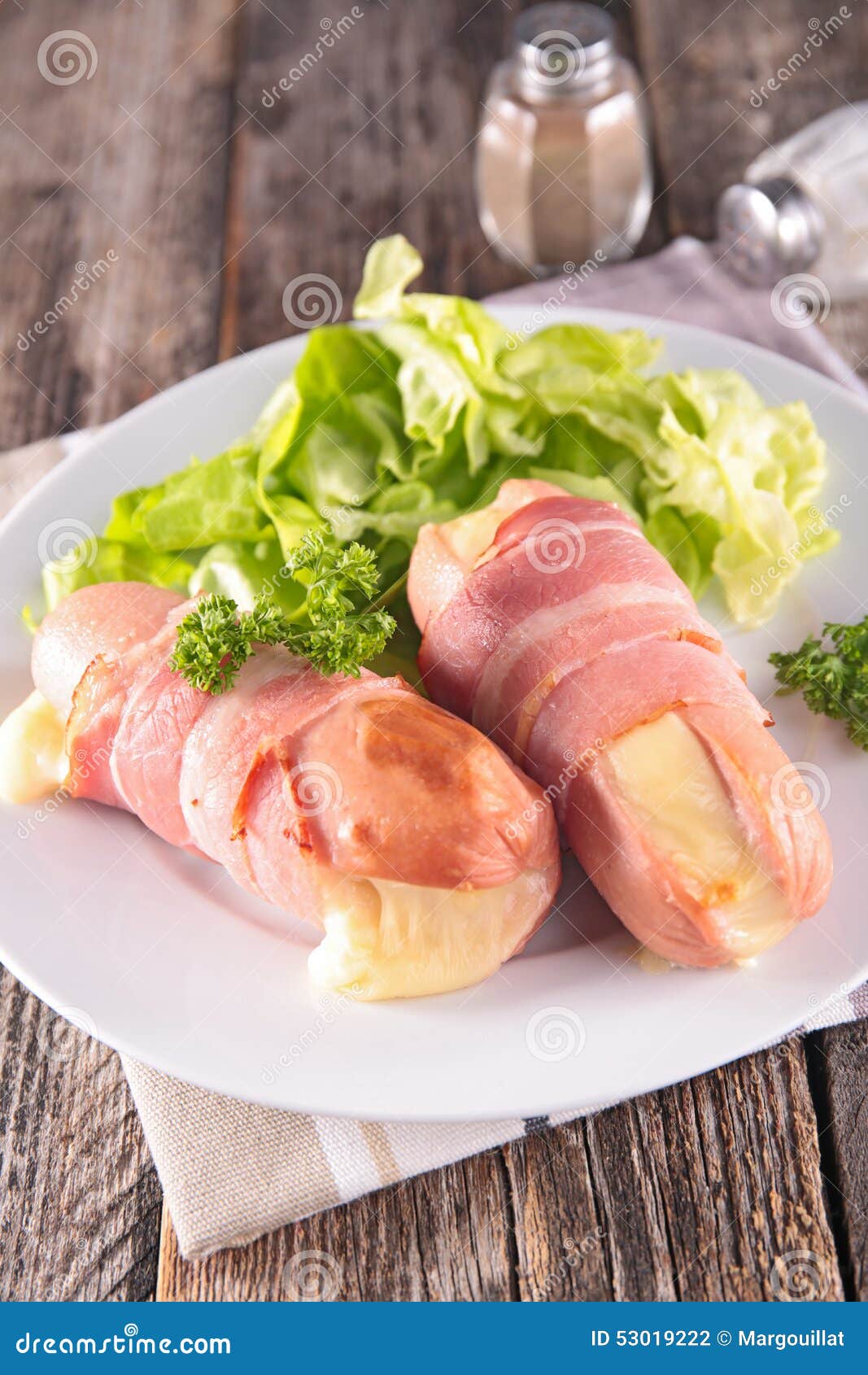 Sausage, bacon and cheese stock photo. Image of speciality 53019222