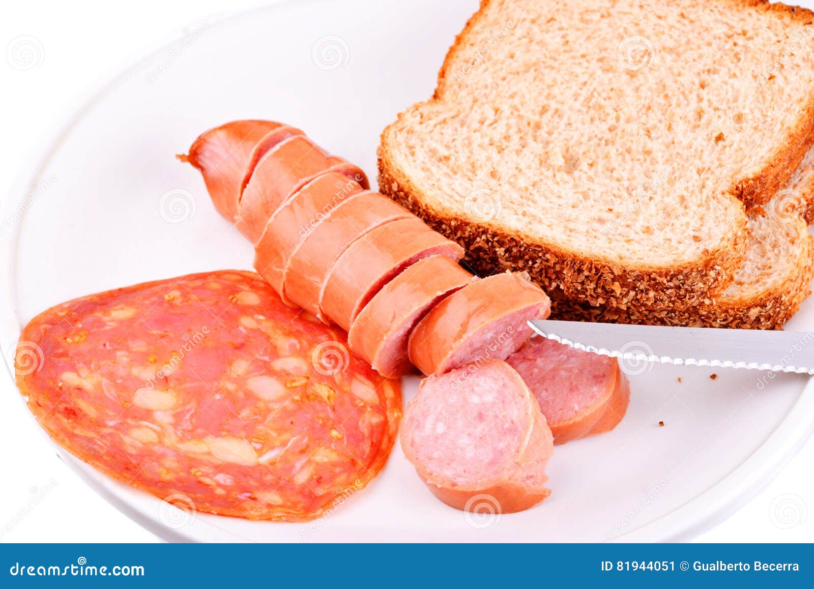 Sausage and Bread stock image. Image of food, salami 81944051