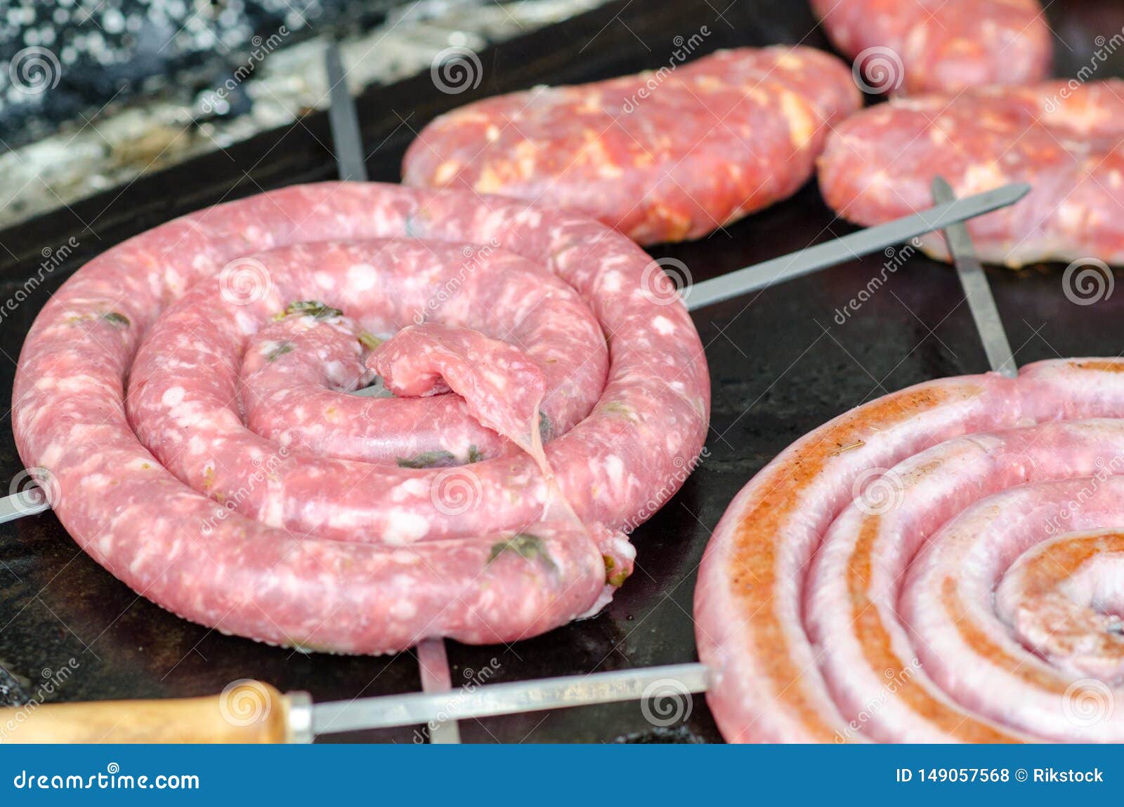 the sausage browned on the barbecue