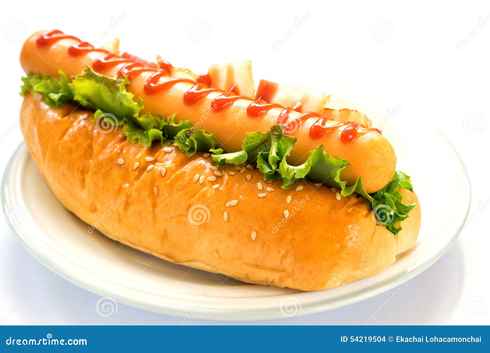 Sausage Burger (hotdog Ham) Stock Photo Image of meal, lettuce 54219504