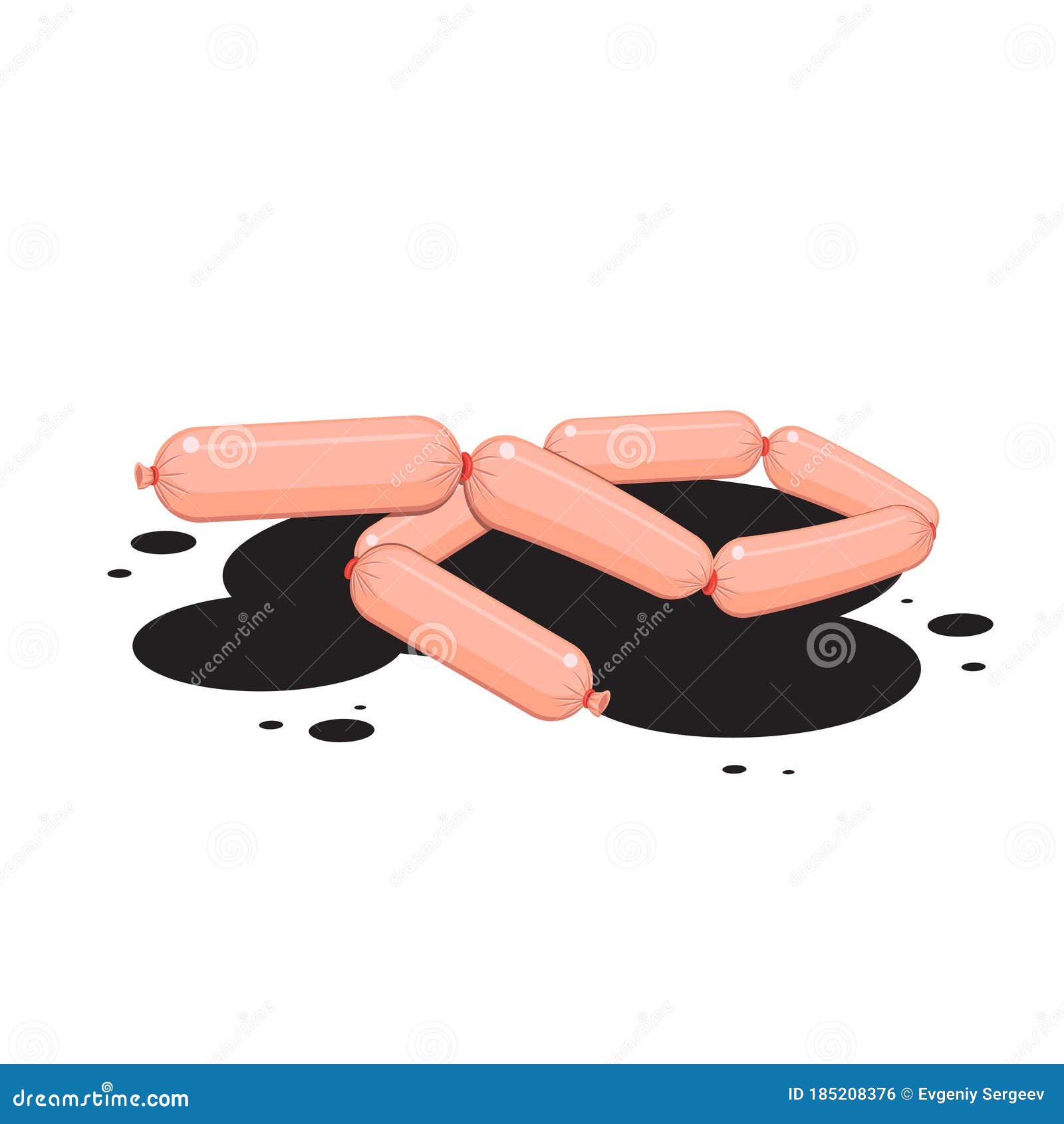 Sausage Chain on a White Isolated Background. Vector Image Stock Vector