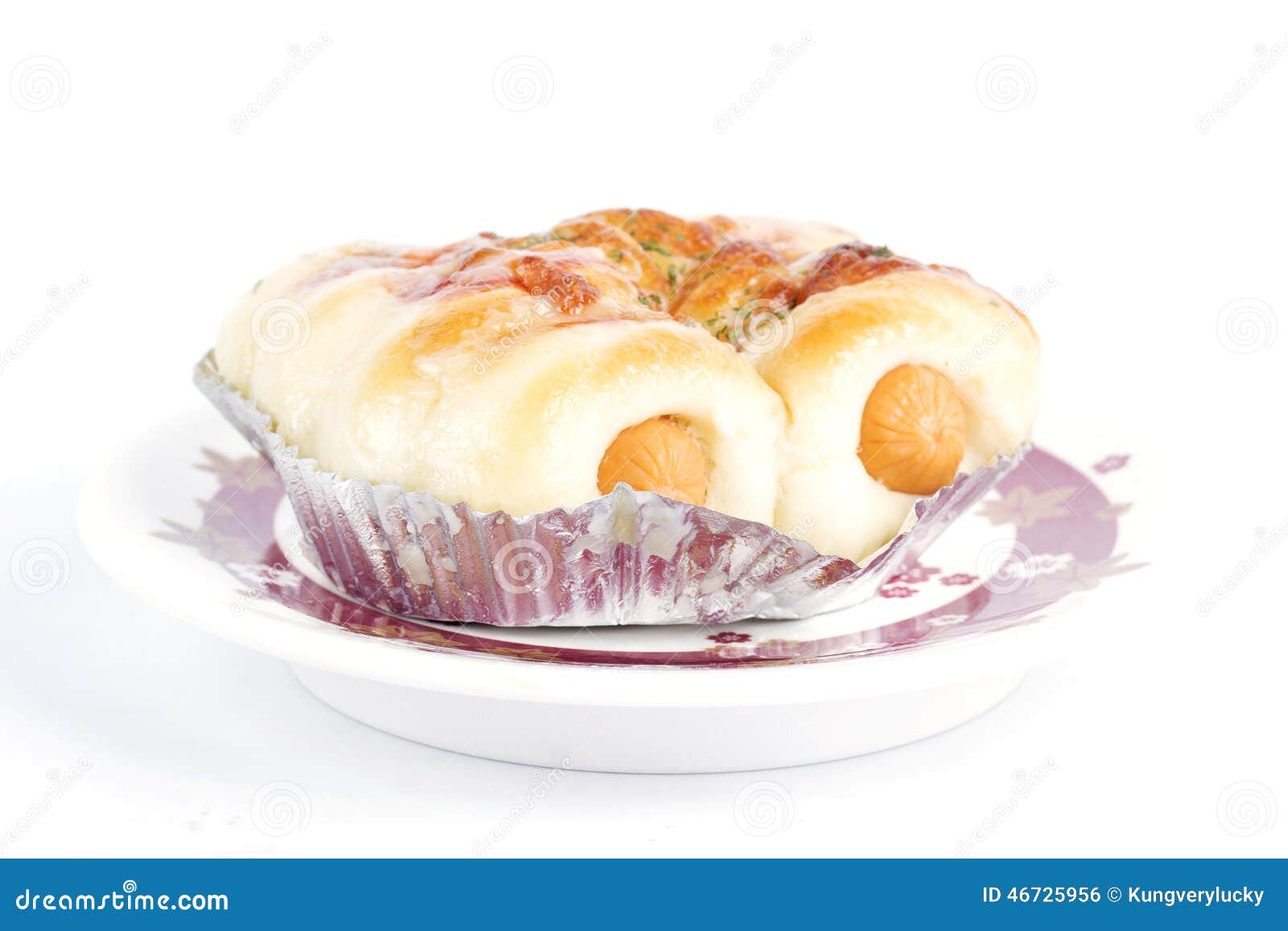 Sausage cheese bread roll stock photo. Image of lunch 46725956
