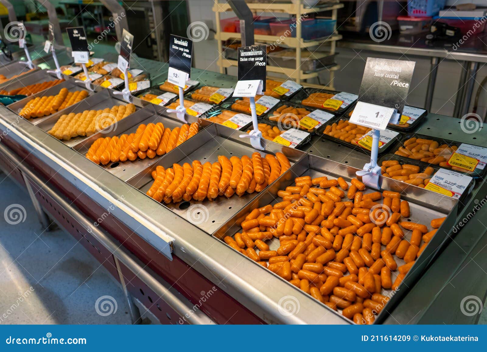 Sausage Counter at the Grocery Store Close Up Editorial Stock Image