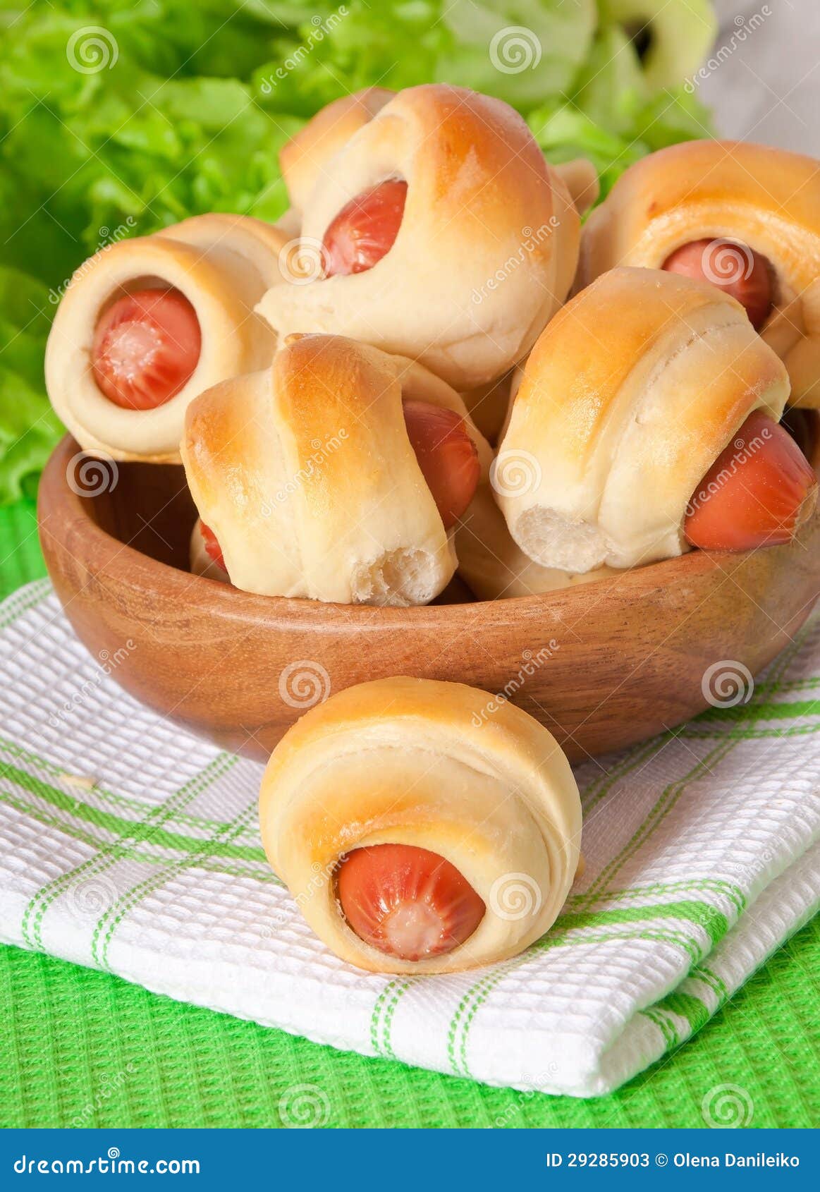 Sausage in the dough stock image. Image of dinner, closeup 29285903