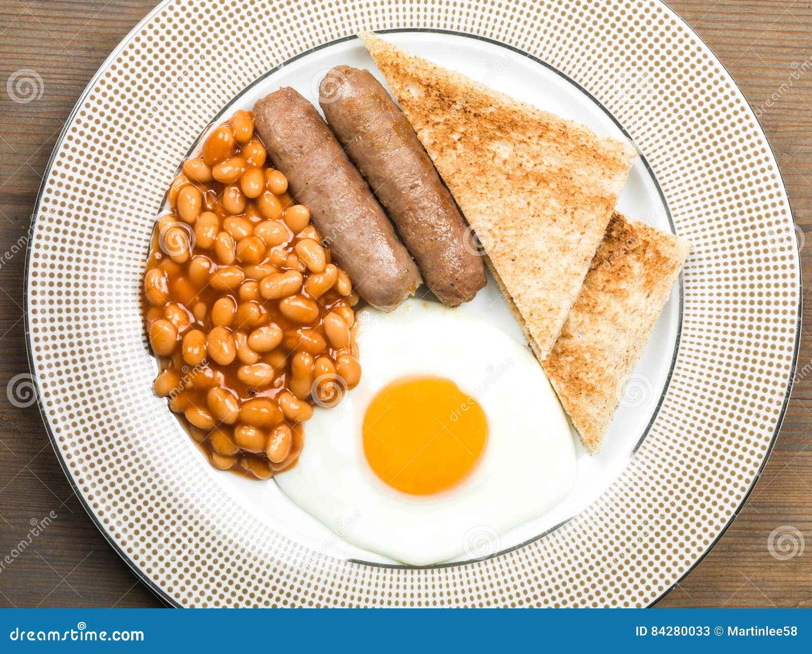 Sausage Egg and Baked Beans Cooked English Breakfast Stock Image ...