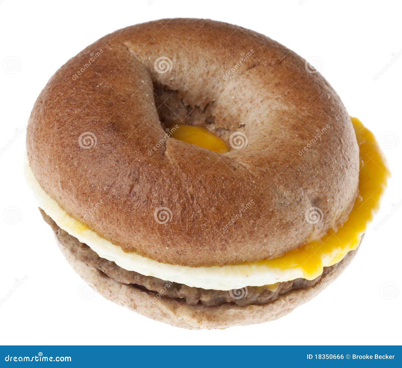 Sausage, Egg and Cheese Breakfast Bagel Stock Photo Image of food