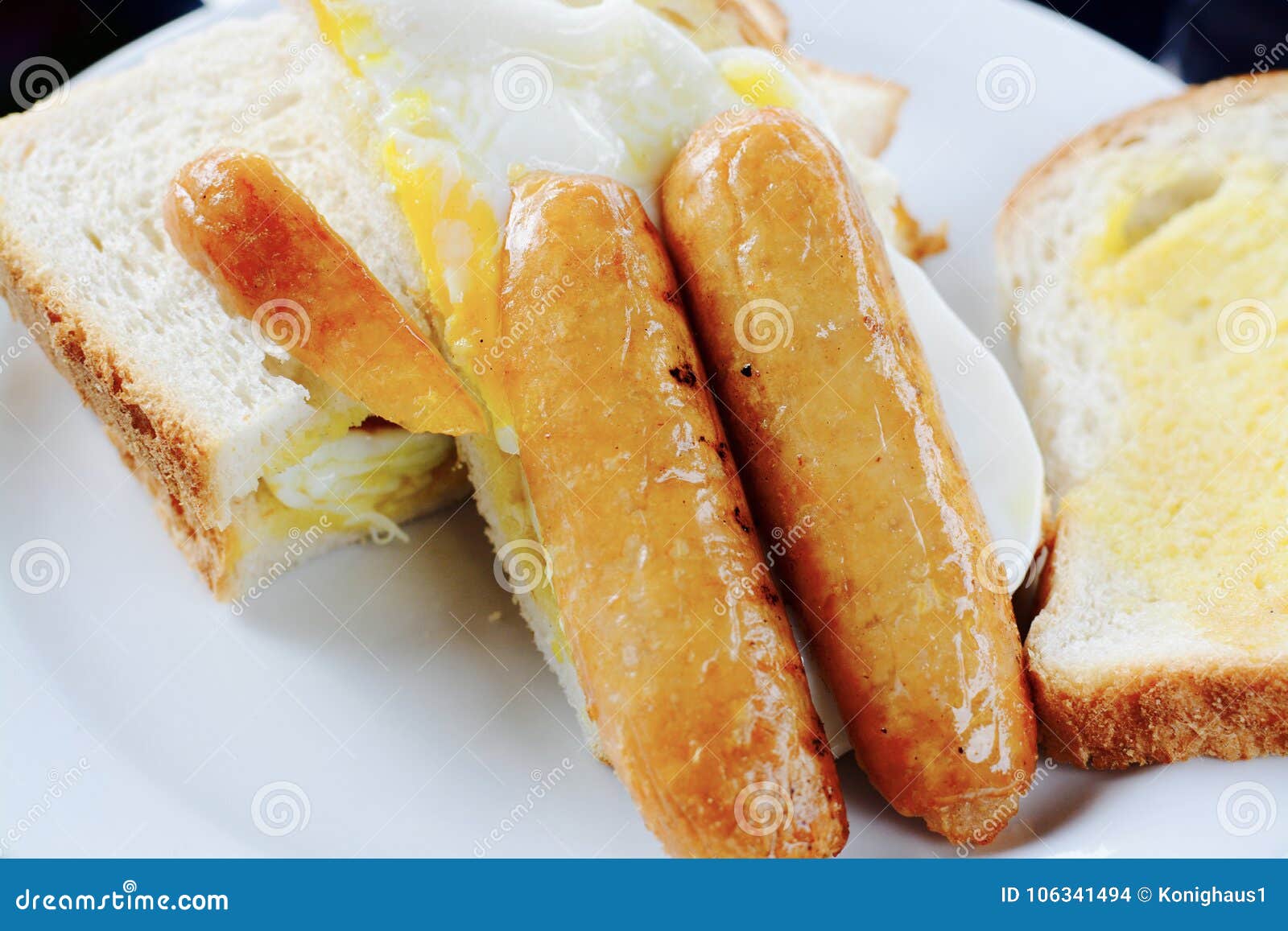 Sausage and egg sandwich stock photo. Image of sandwich 106341494