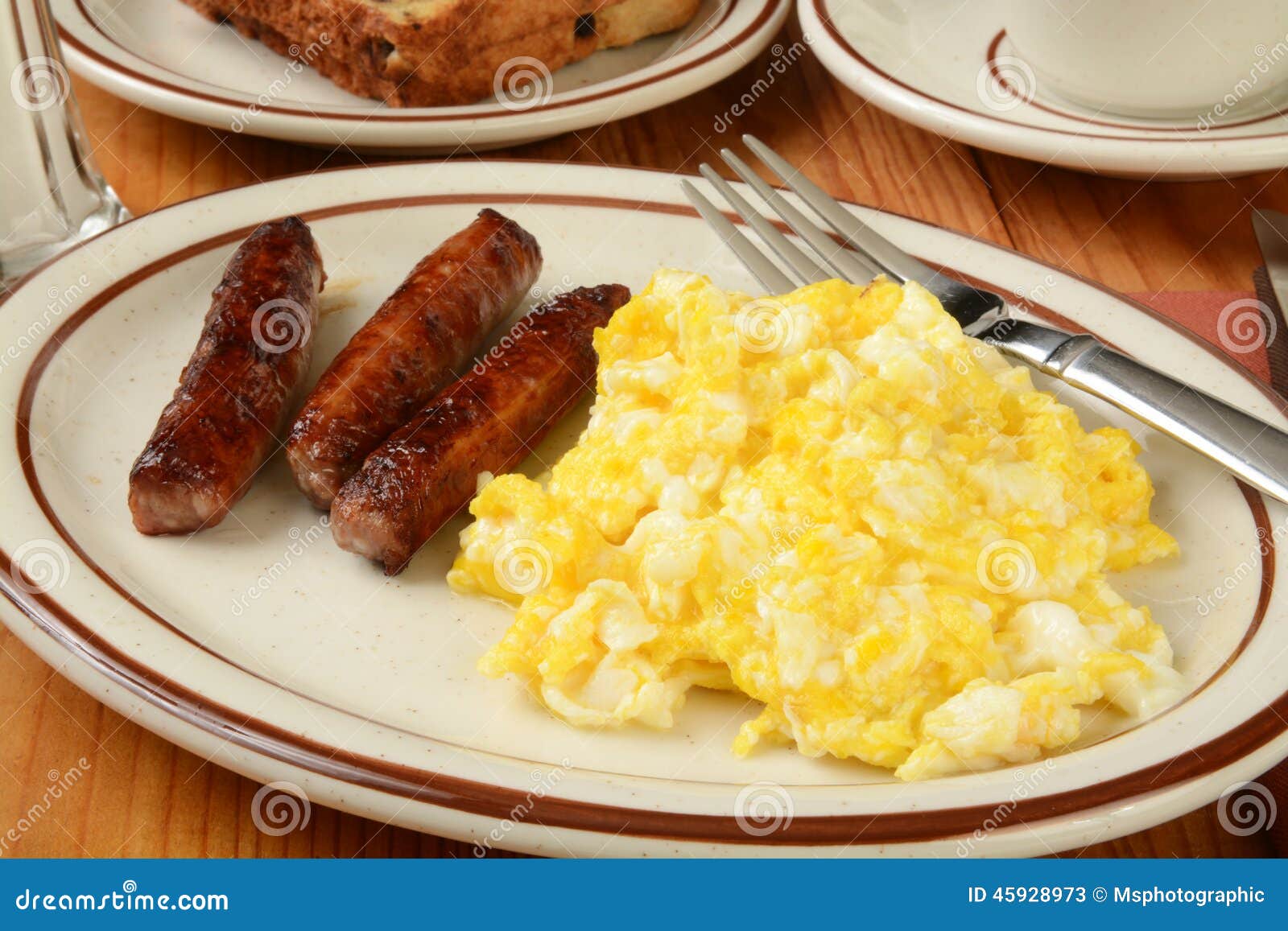 Sausage and eggs stock image. Image of toast, drink, link 45928973