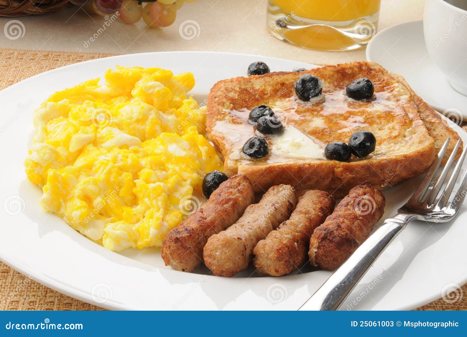 Sausage and Eggs with French Toast Stock Image Image of brunch, food