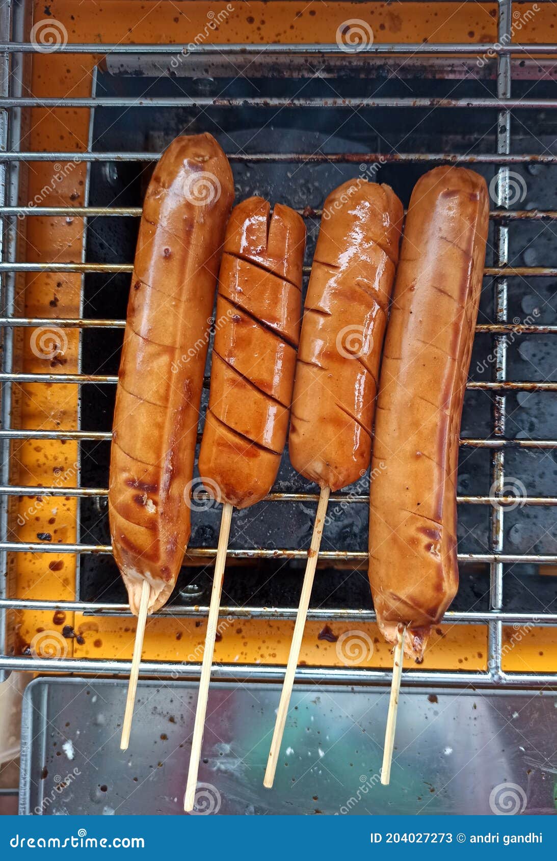A sausage grill stock image. Image of sausage, dish 204027273