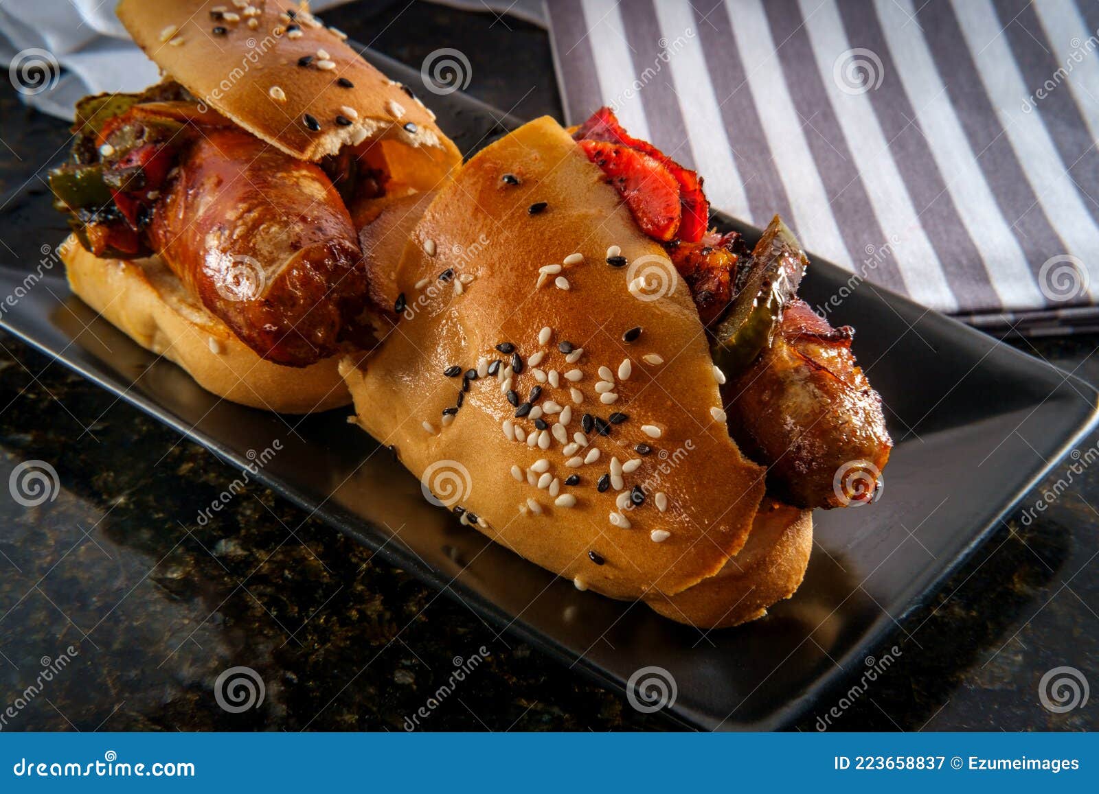 sausage onions peppers hoagie