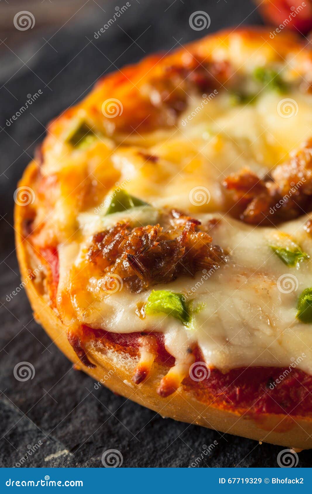 Sausage and Pepper Pizza Bagels Stock Image Image of fresh, meat