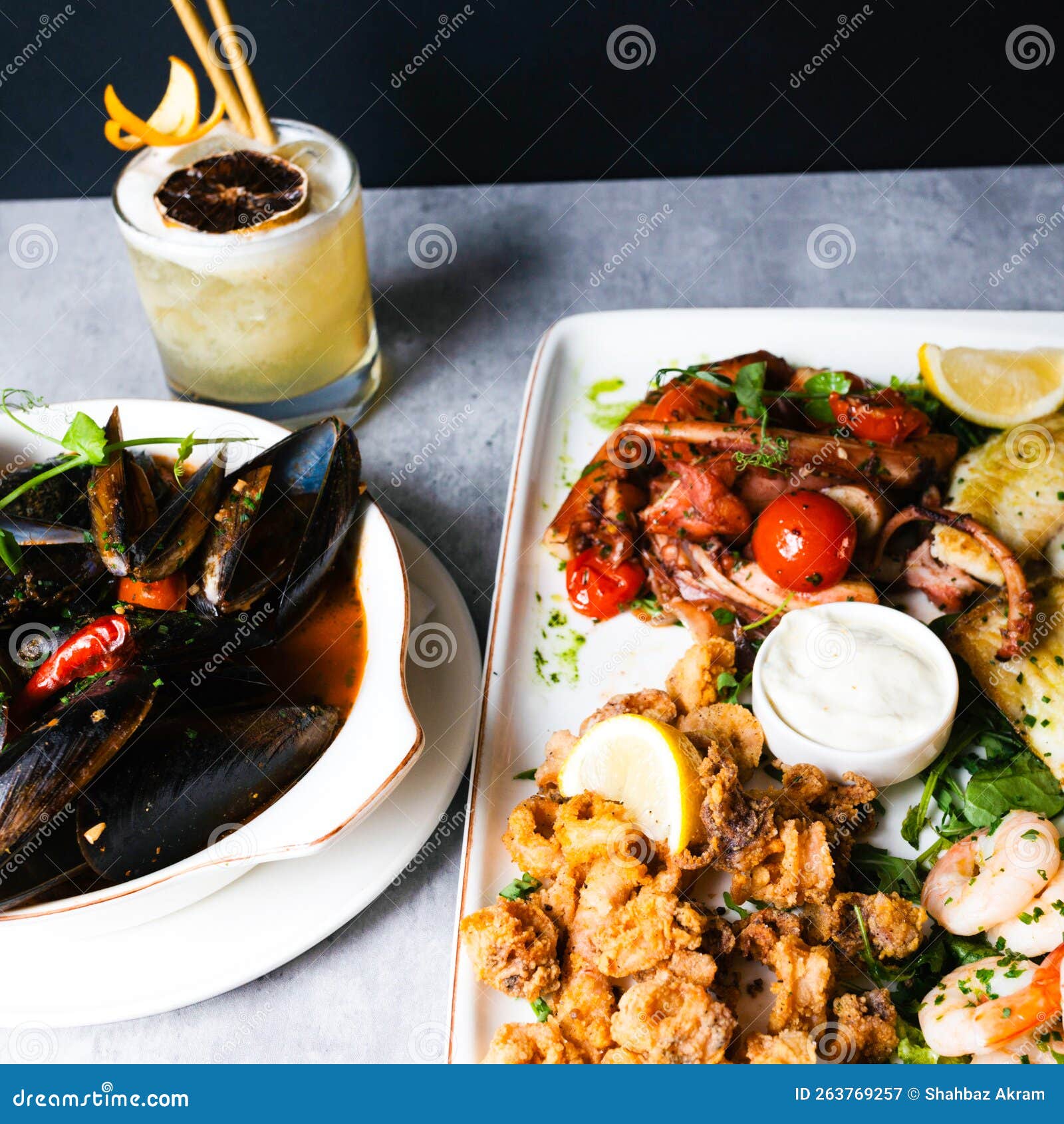 Sausage Roll, Seafood, Ketchup and Red Wine Stock Image Image of