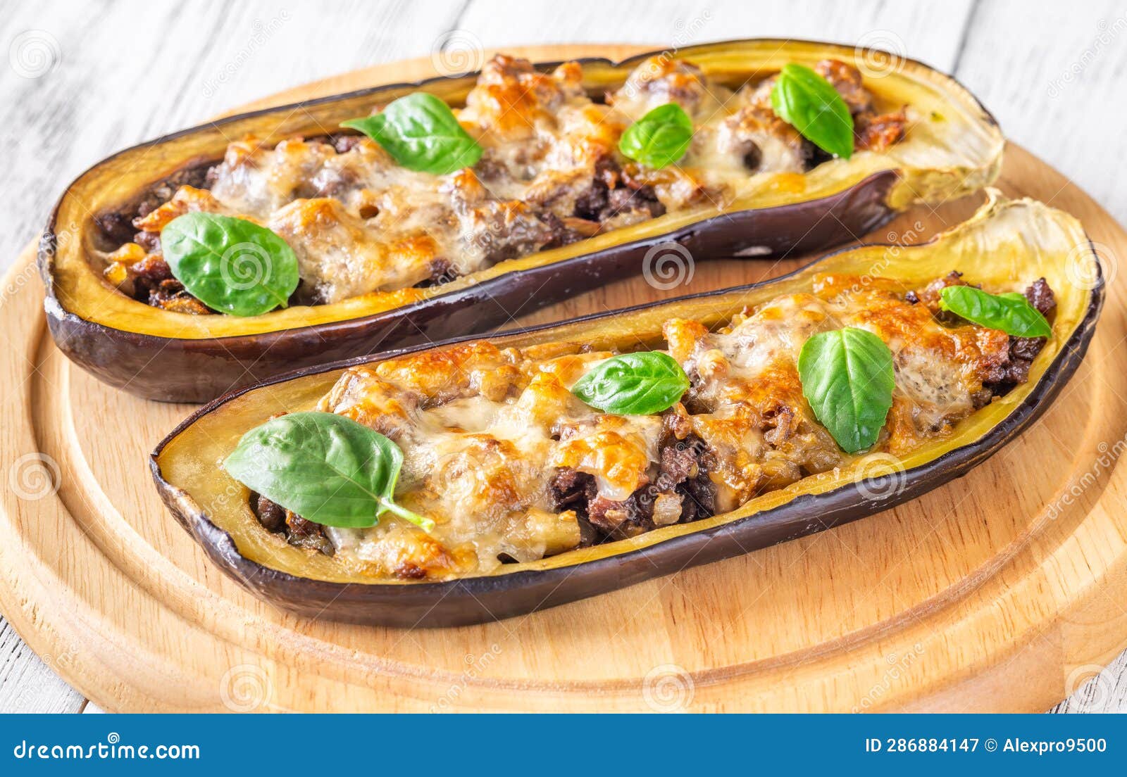 Sausage stuffed eggplant stock image. Image of rustic 286884147