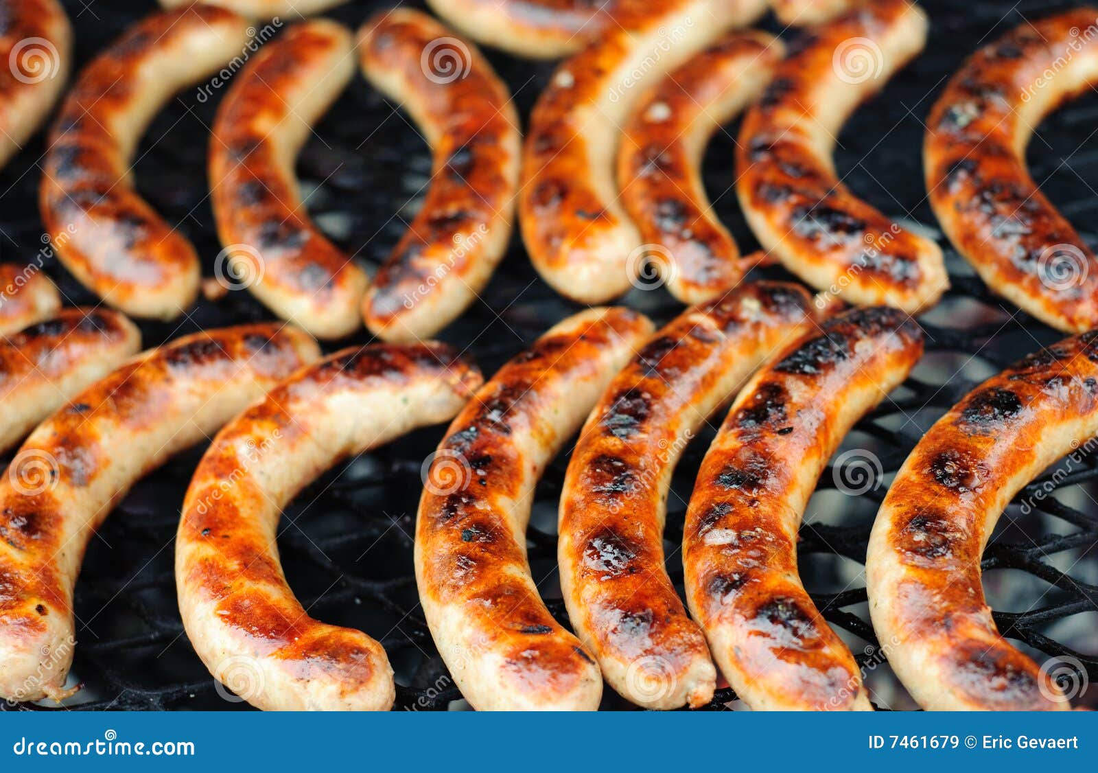 Sausages on the BBQ stock image. Image of fire, hotdog 7461679