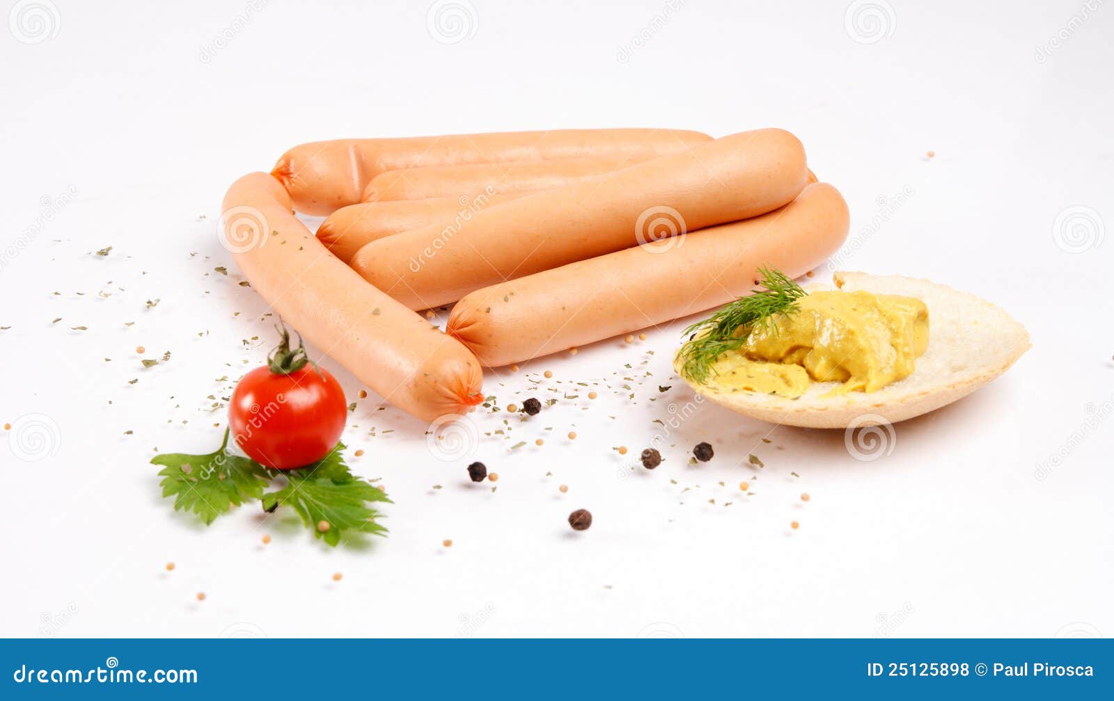 Sausages with Bread, Mustard and Spices Stock Photo Image of culinary