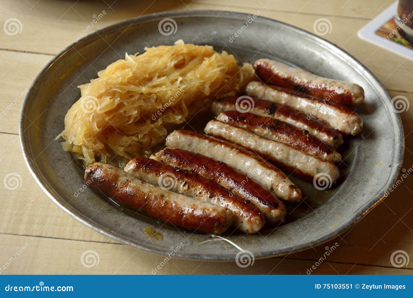 Sausages with cabbage. stock image. Image of germany 75103551