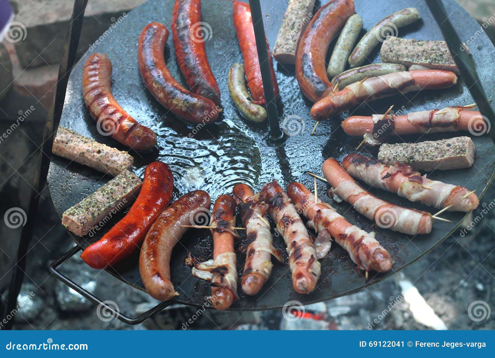 sausages at the camp fire
