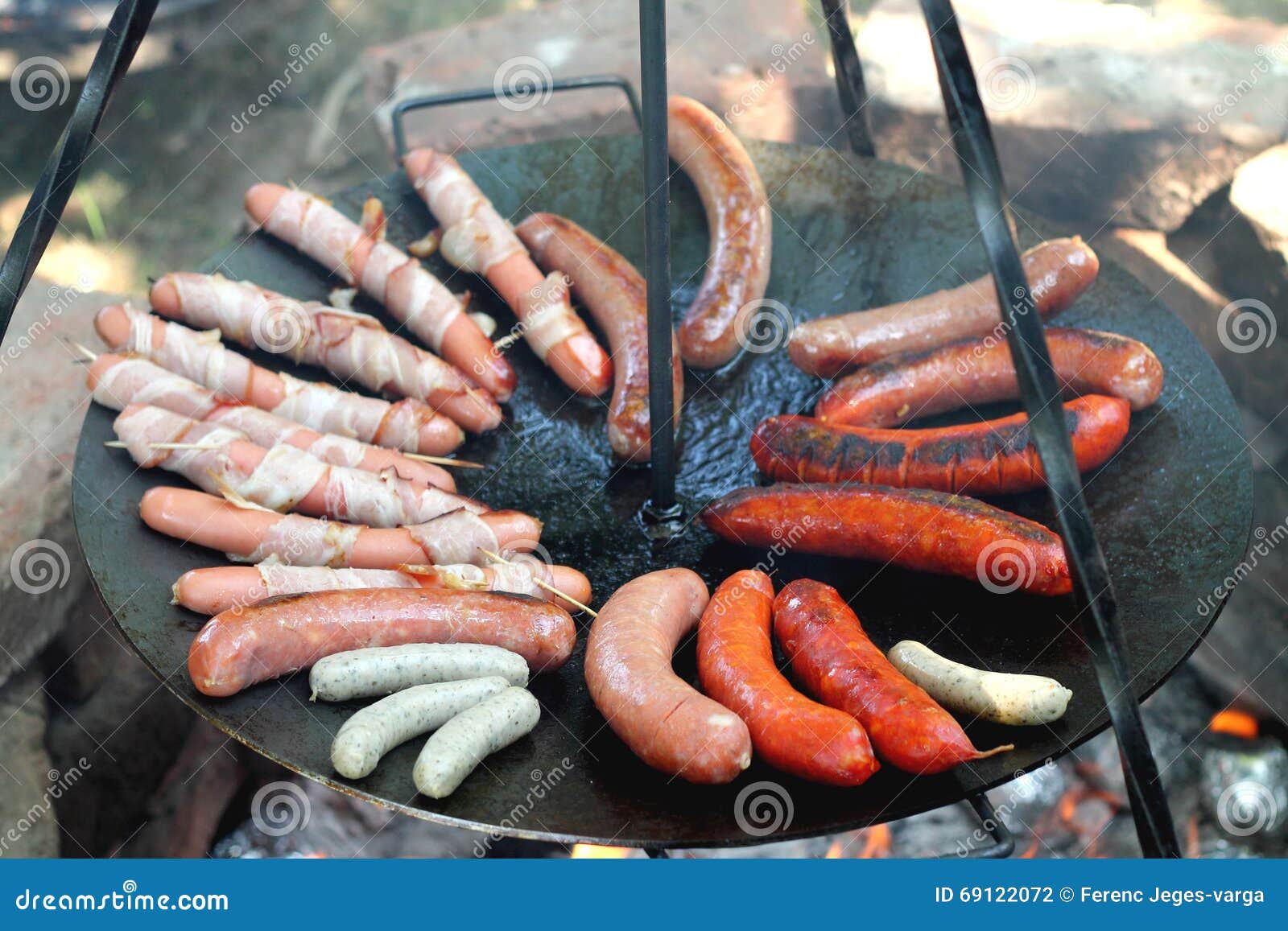 sausages at the camp fire