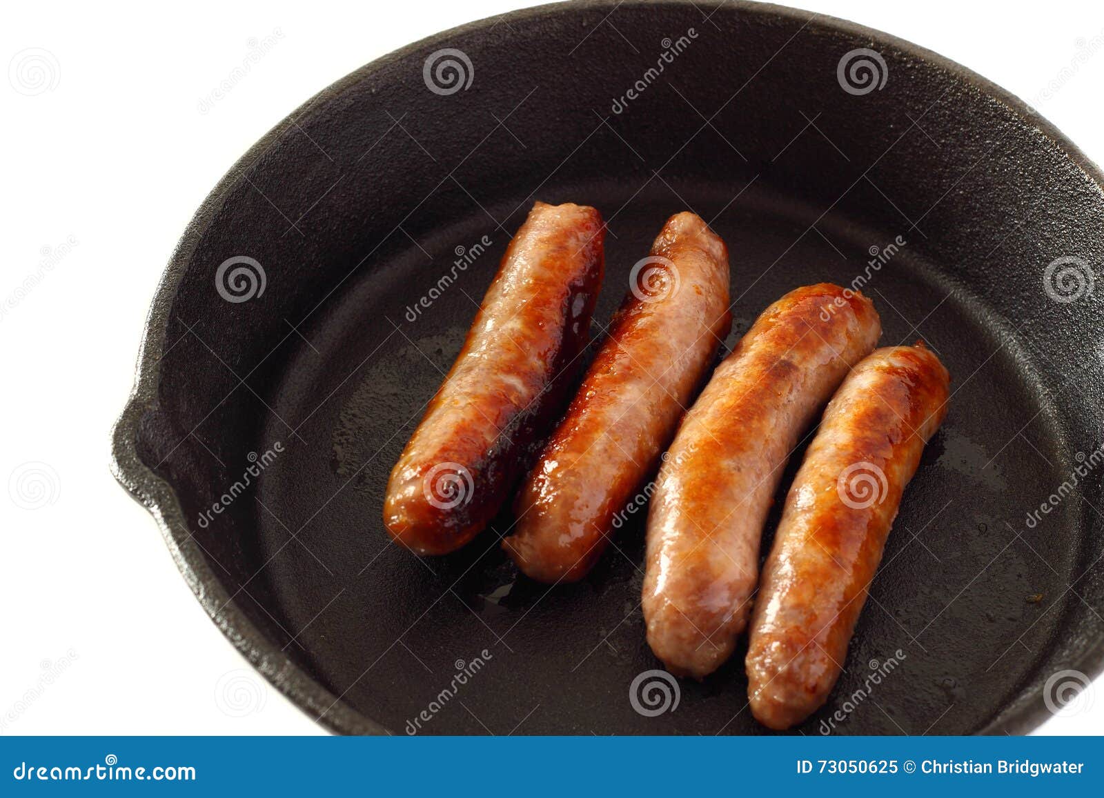 Sausages Cooking Cast Iron Pan Stock Image Image of food, iron 73050625