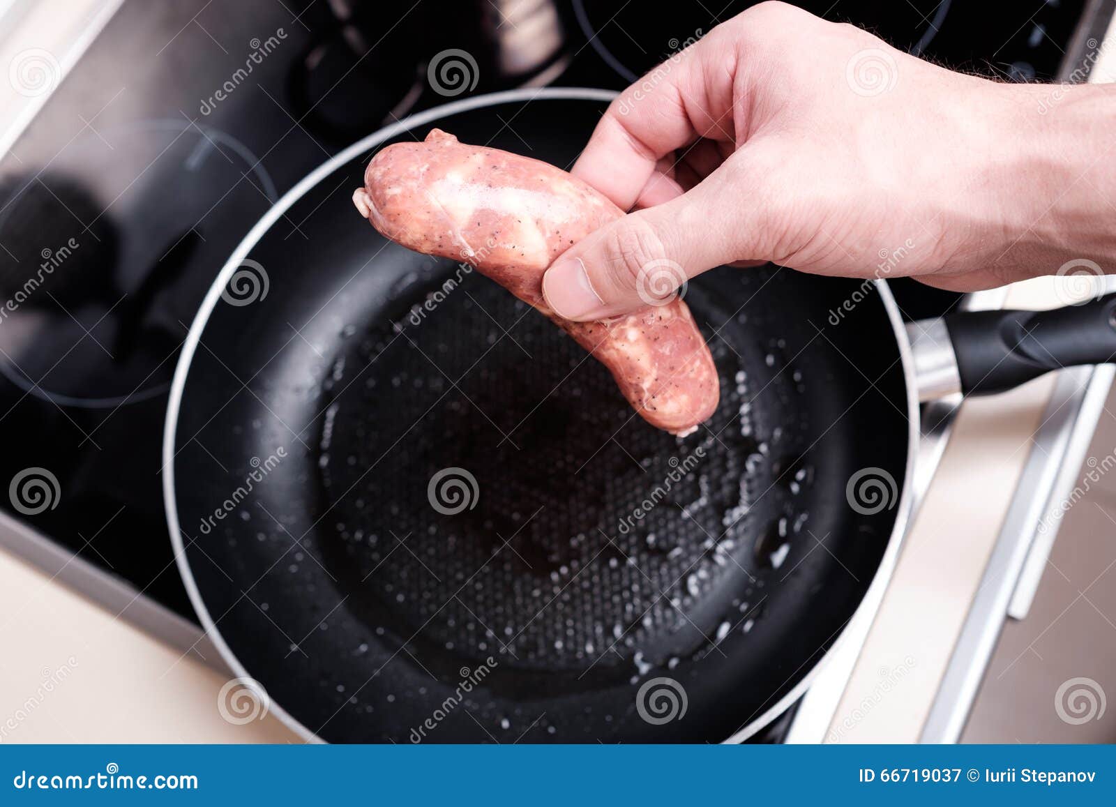 Sausages cooking stock image. Image of kitchen, cook 66719037