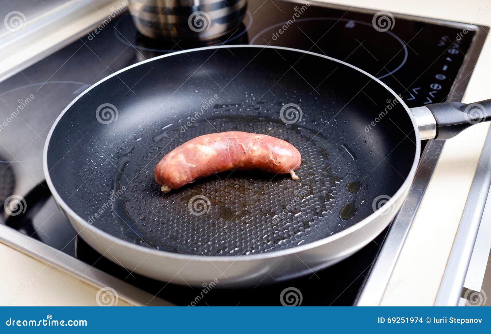 Sausages cooking stock photo. Image of culinary, preparation 69251974