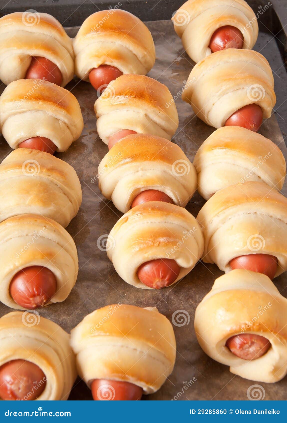 Sausages in the dough stock photo. Image of flaky, indoors 29285860