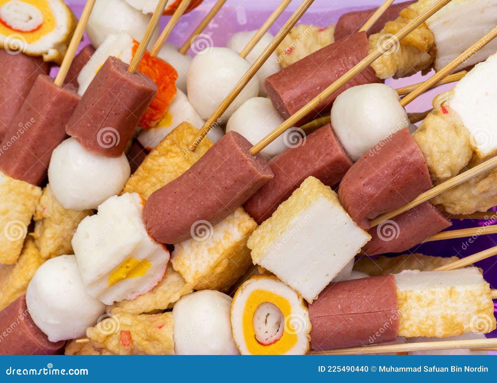 Sausages and Fish Ball on a Bamboo Stick Stock Photo Image of menu