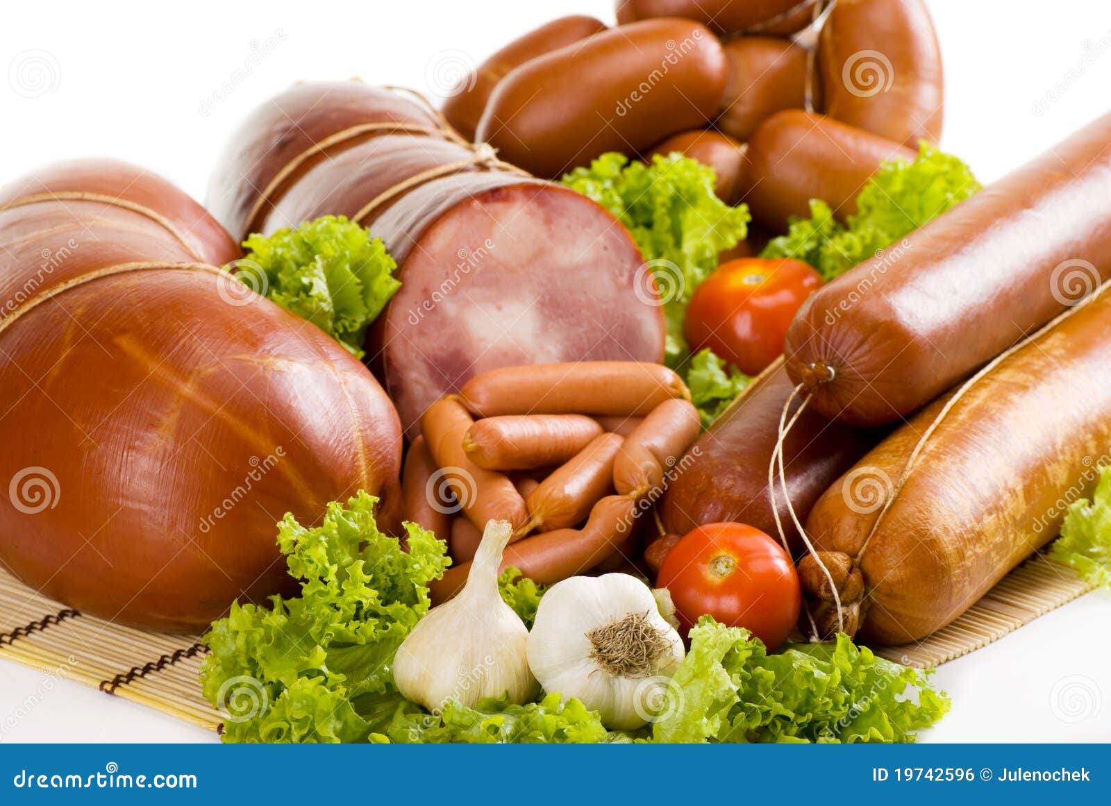 Sausages and ham stock photo. Image of delicious, appetizing 19742596