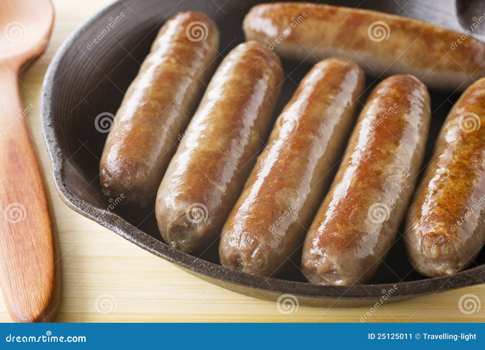 Sausages in an Iron Skillet Stock Image Image of brown, cooked 25125011