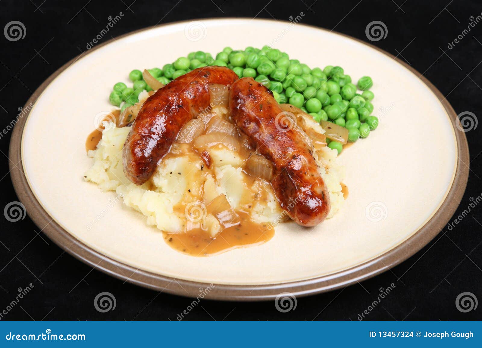 Sausages, Mashed Potato & Onion Gravy Stock Photo Image of gravy