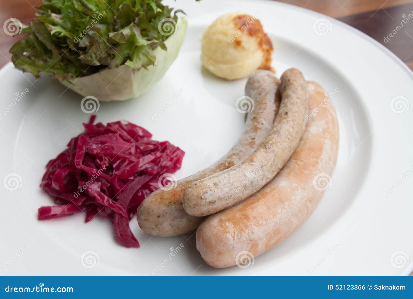 Sausages and Mashed Potato and Vegetable Stock Photo Image of plate