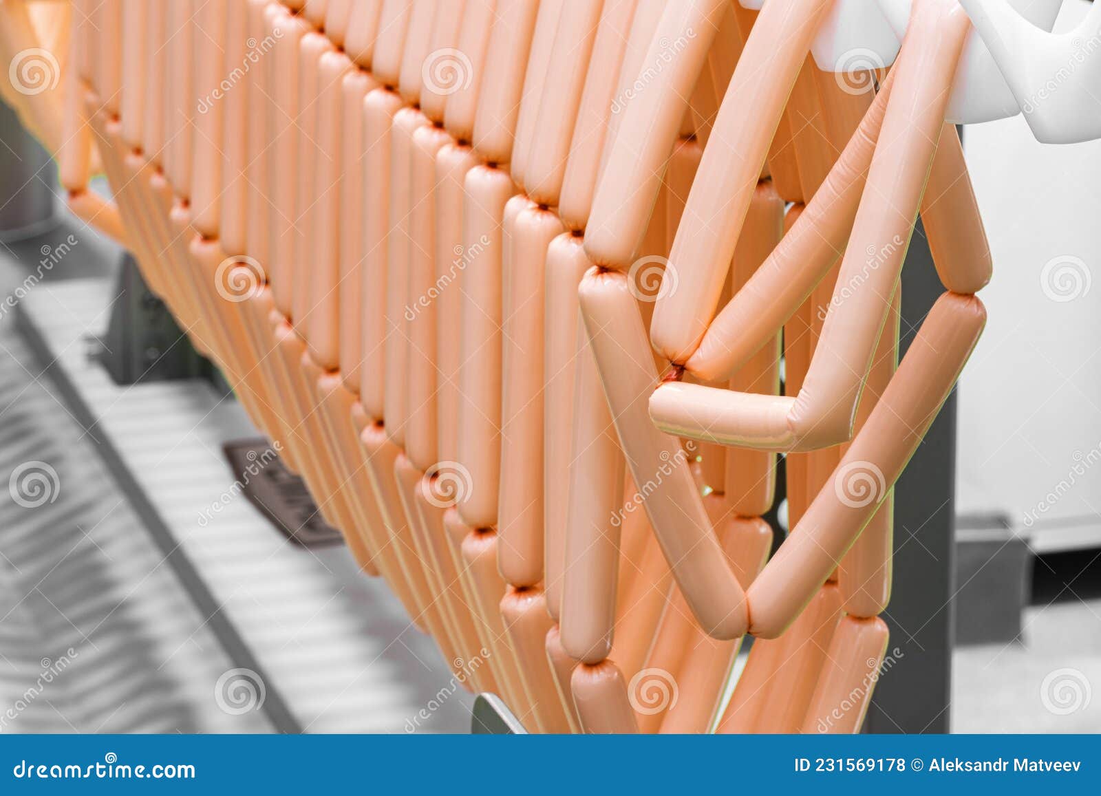 Sausages Production Line, Sausages Hang in a Row Stock Photo Image of