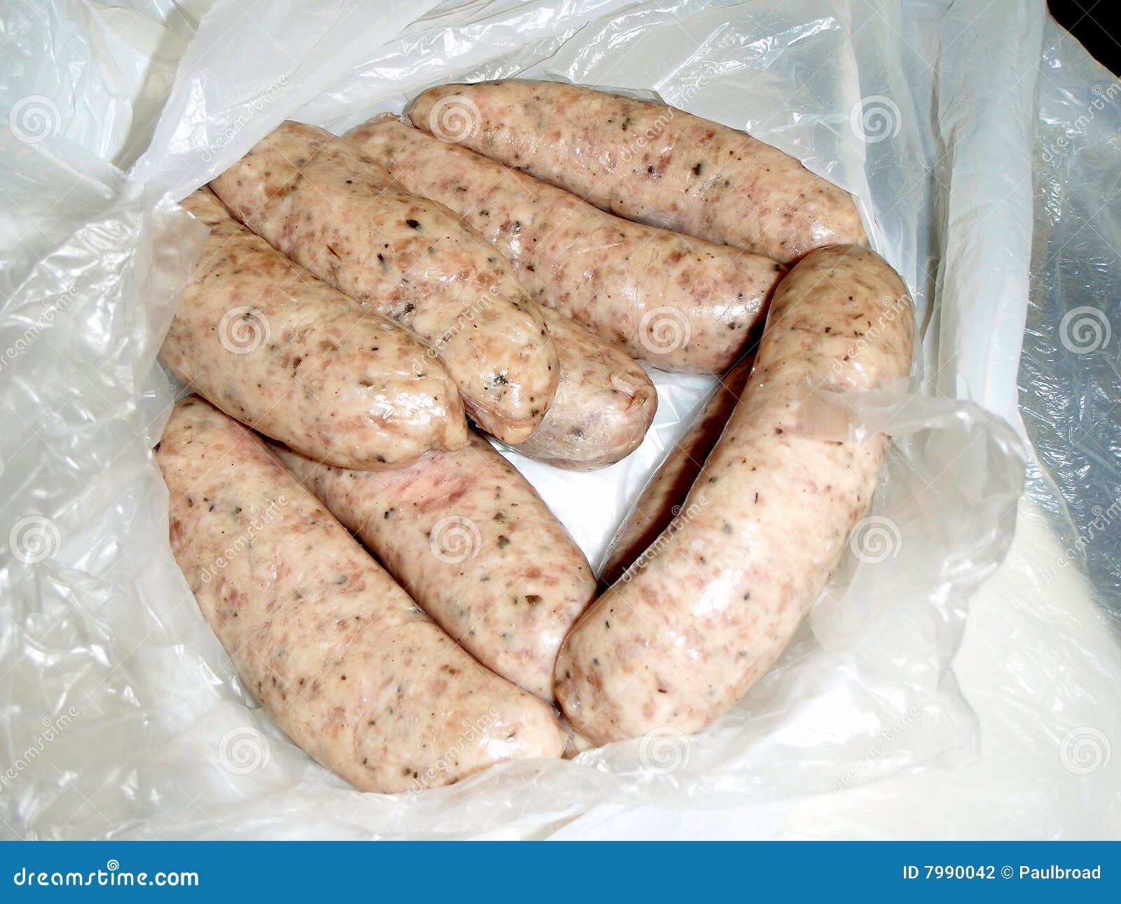 Sausages Raw in Bag As Bought. Stock Photo Image of feed, sausage