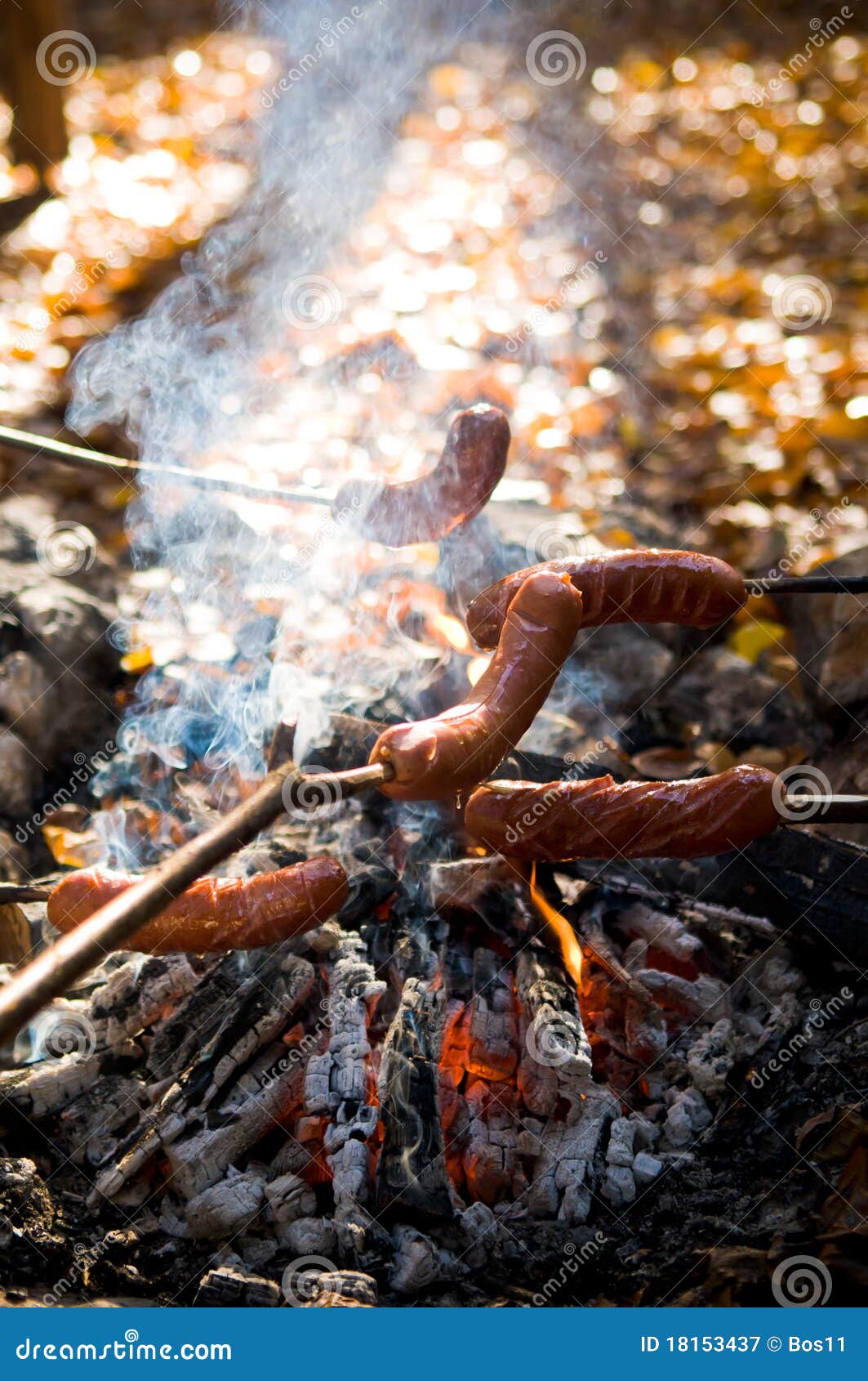 Sausages on sticks stock image. Image of picnic, grill 18153437