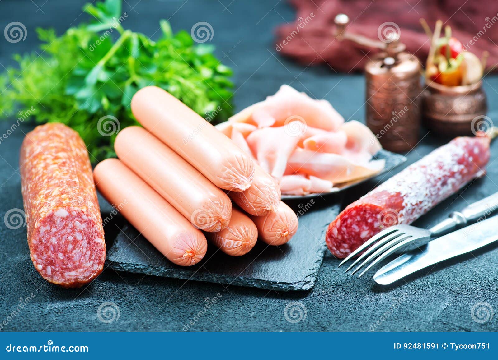 Sausages stock image. Image of platter, jamon, salami 92481591