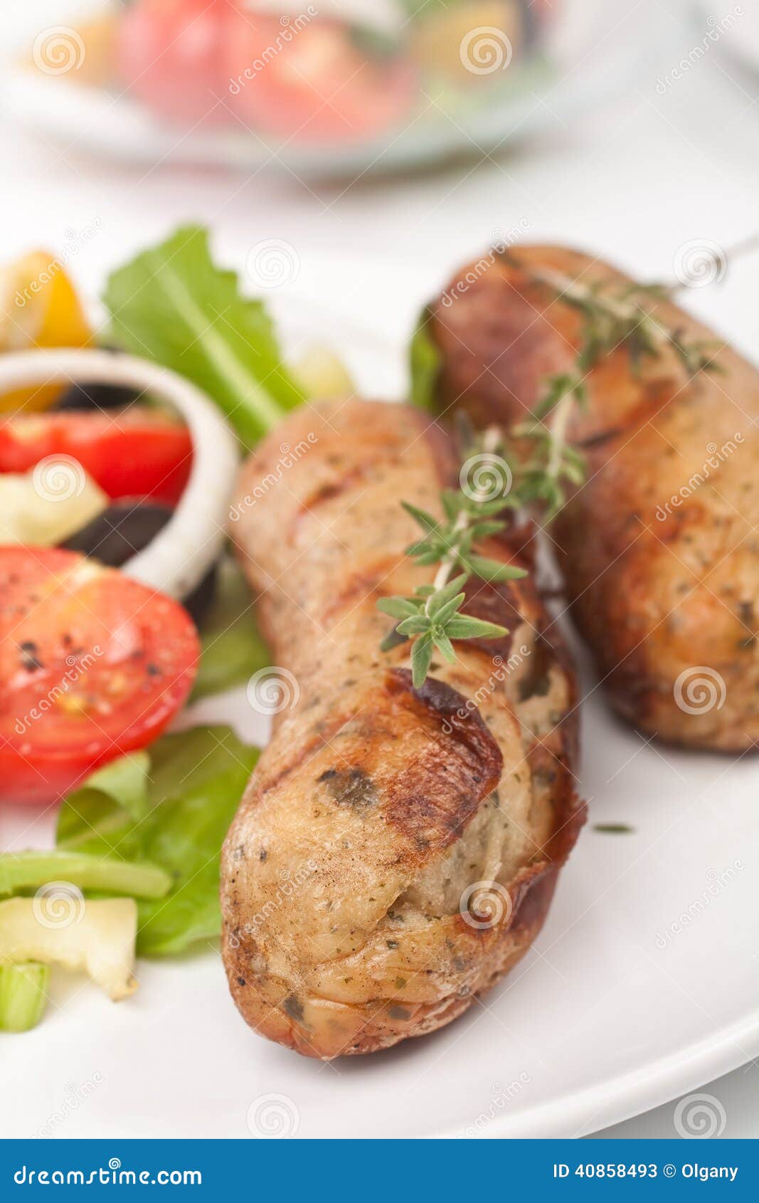 Sausages with Vegetable Salad Stock Image Image of fresh, lettuce