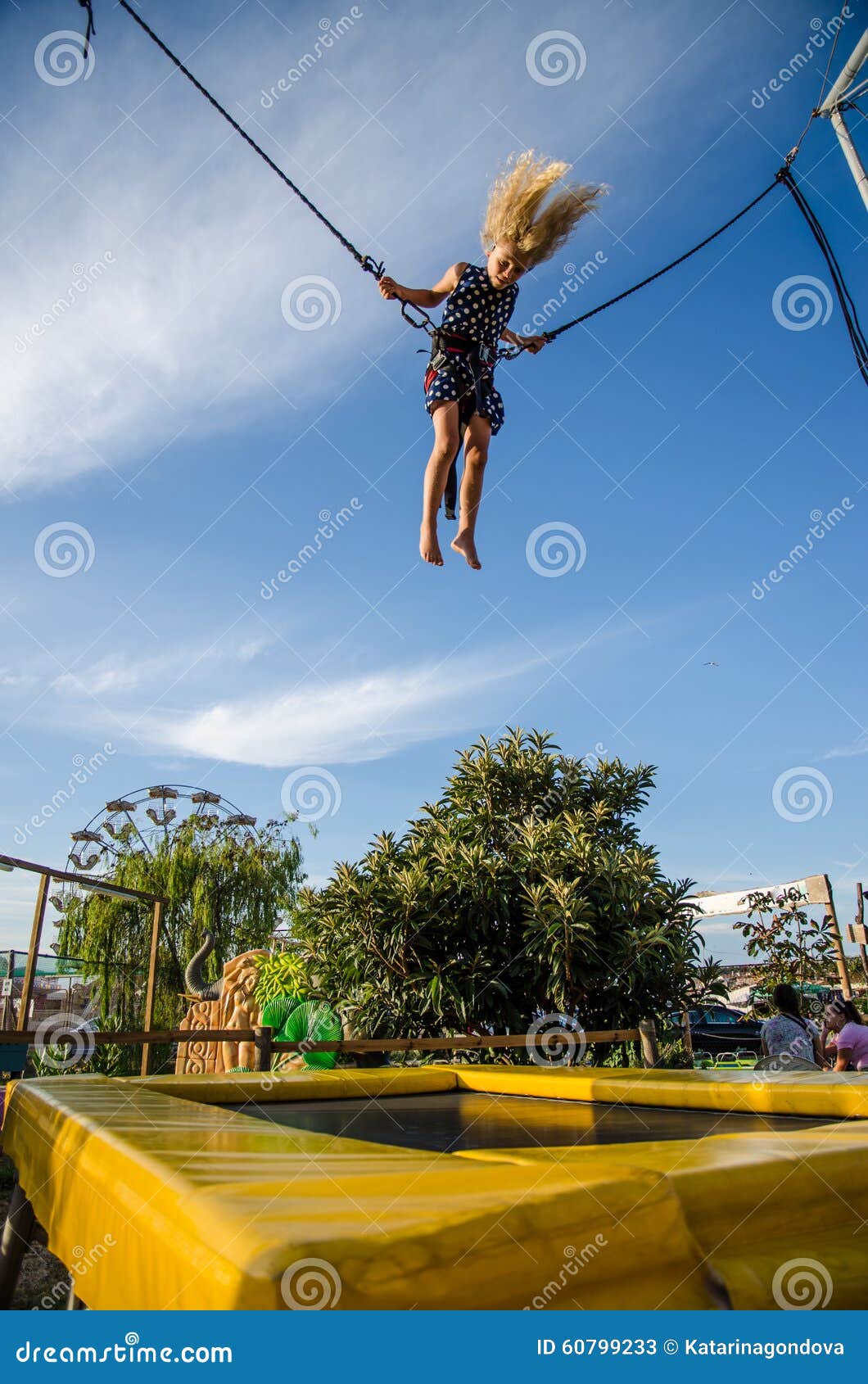 Enfant Sautant Sur Le Trampoline (saut À L'élastique) Banque D'Images et  Photos Libres De Droits. Image 14683028